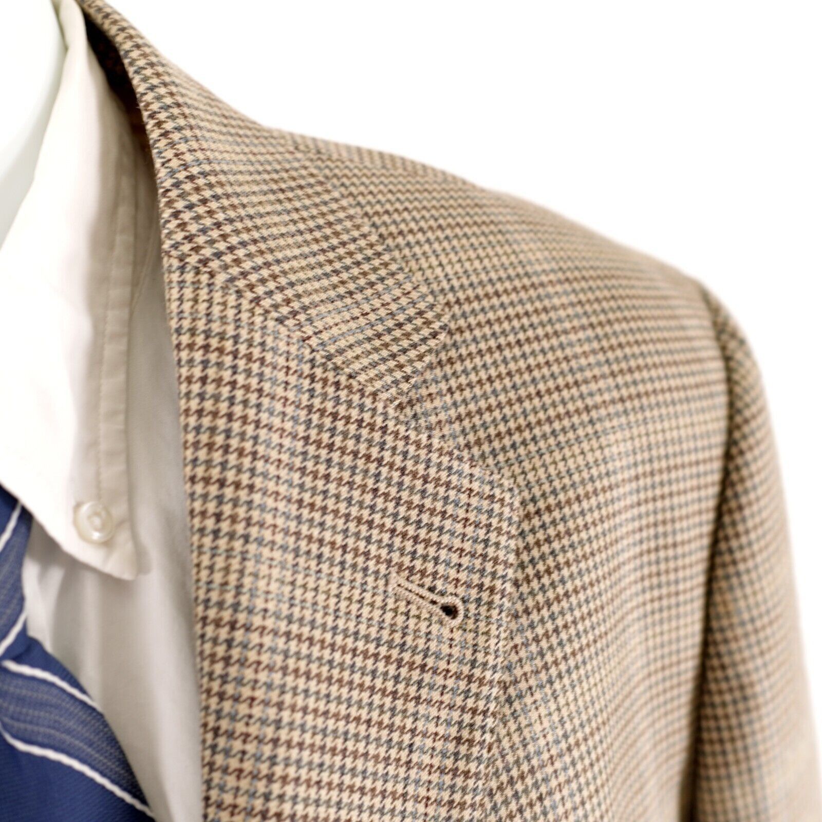 Joseph Abboud Joseph Abboud Classic Wool Silk Green Beige Blue Houndstooth Size 42R - 2 Thumbnail