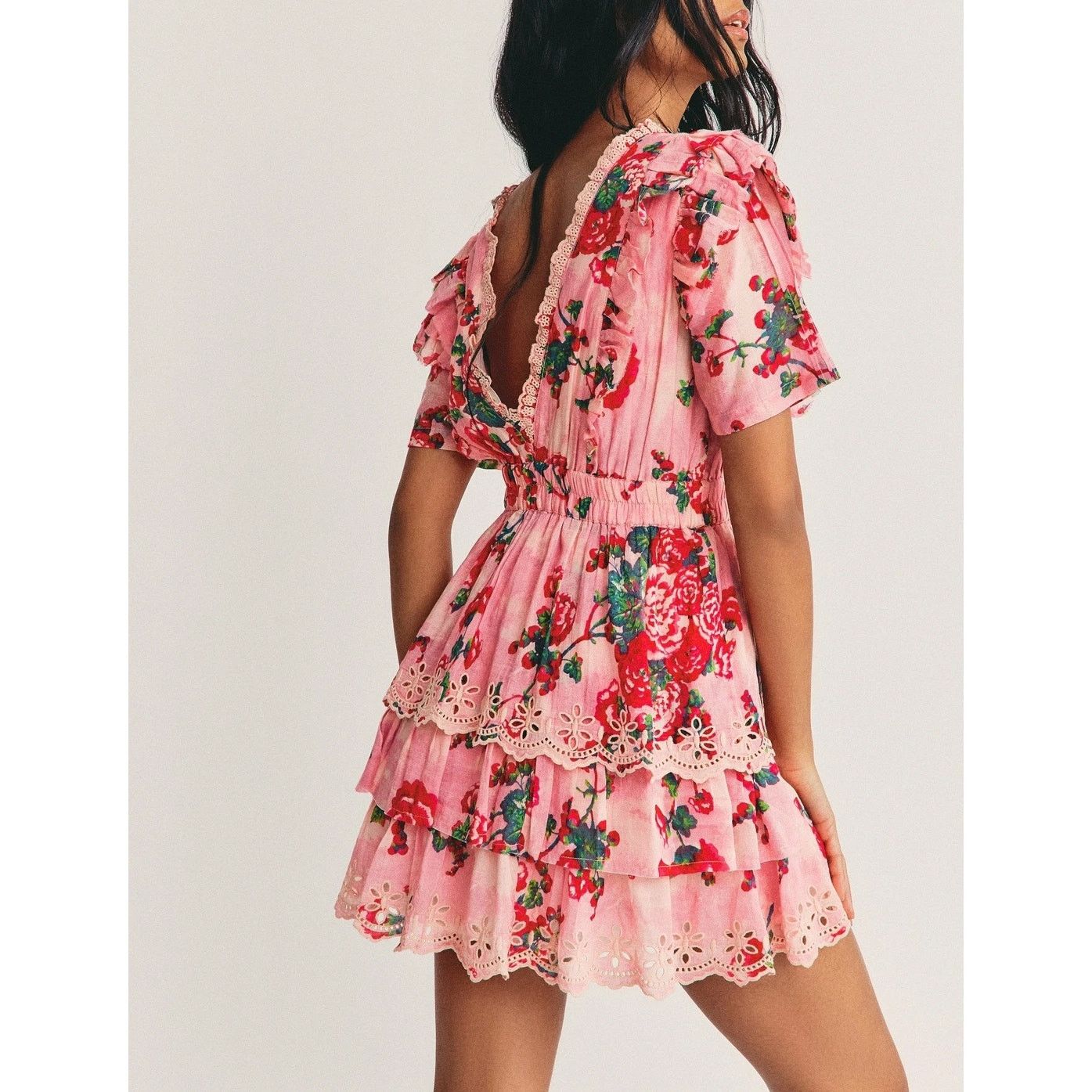 LoveShackFancy LoveShackFancy Aldina Mini Dress Pink Desert Size XS / US 0-2 / IT 36-38 - 4 Thumbnail