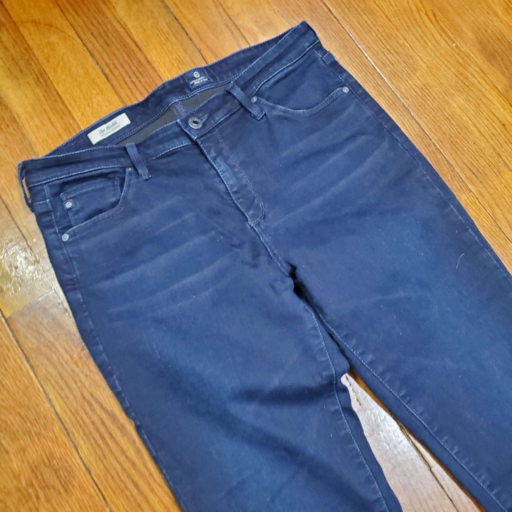 Vintage AG Adriano Goldschmied Jeans Womens 31R Blue The Middi Mid-Rise Jegging Stretch Jeans Women Slim Pockets 5-Pocket Denim Dark Fall Size 24" / US 00 / IT 34 - 7 Thumbnail