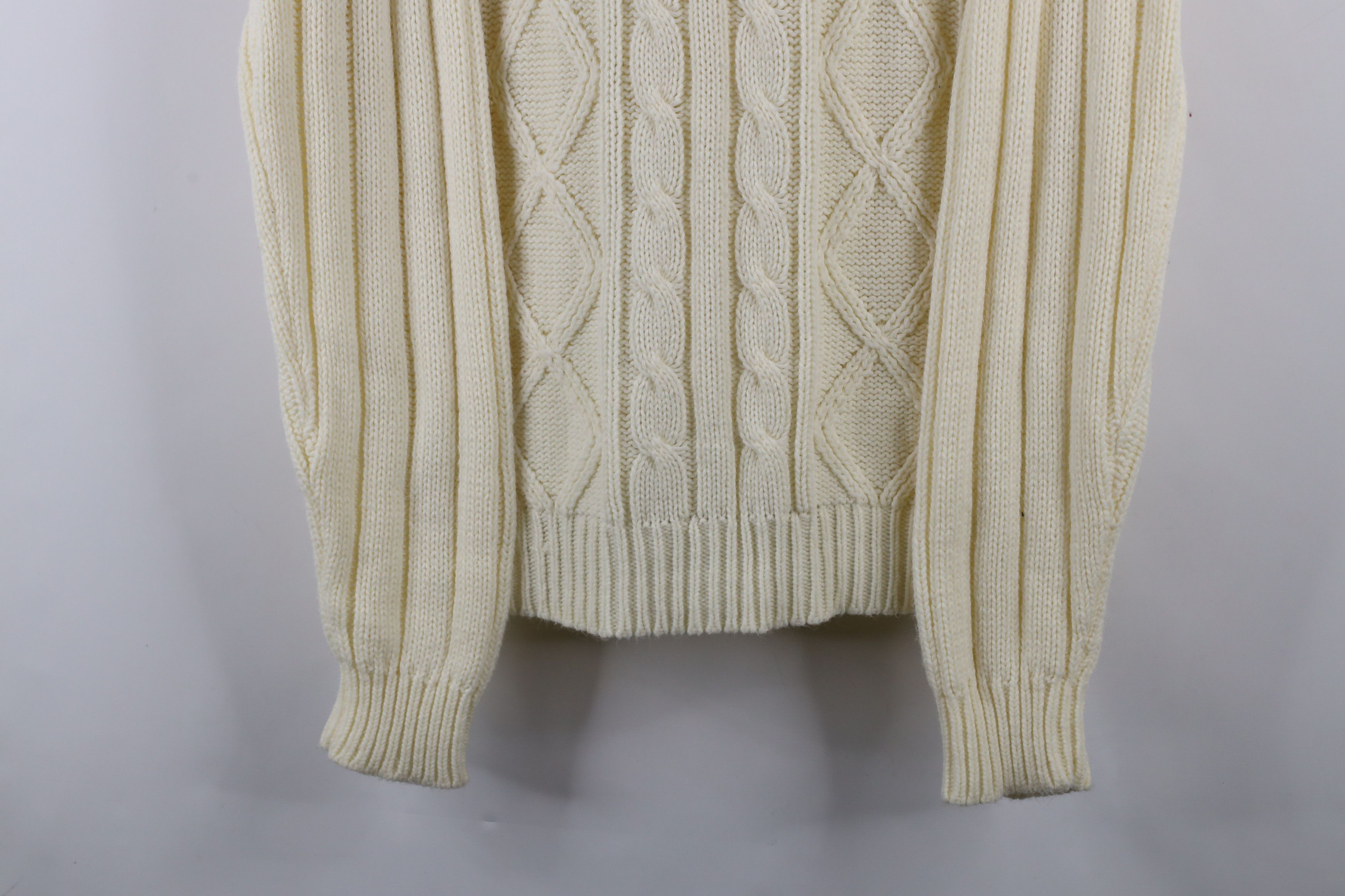 Vintage Vintage 70s Streetwear Cable Knit Fisherman Sweater Cream Size US L / EU 52-54 / 3 - 3 Thumbnail