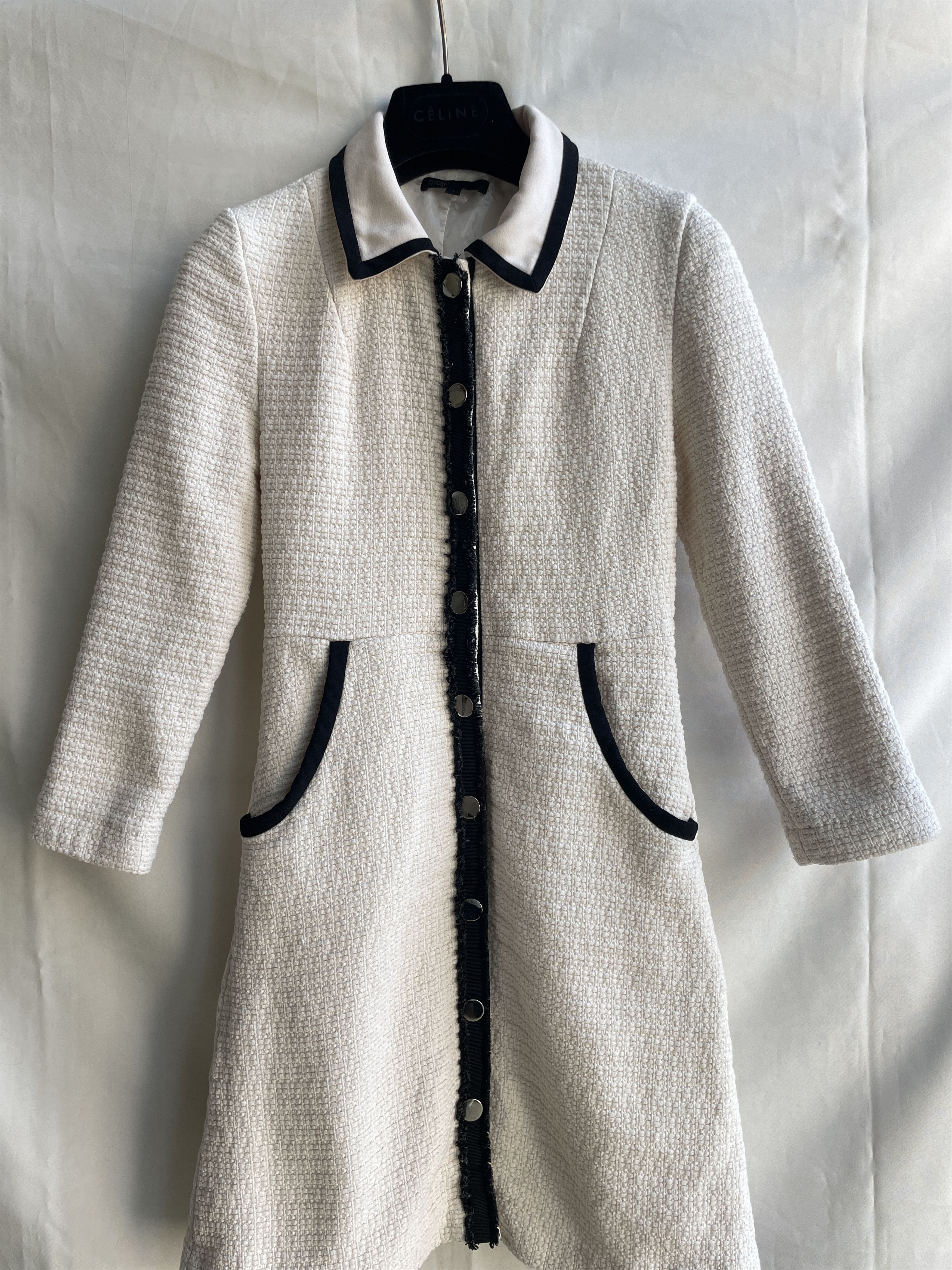 Maje Maje Loelia Ecru Boucle Tweed Coat Size 1 Size XS / US 0-2 / IT 36-38 - 4 Thumbnail
