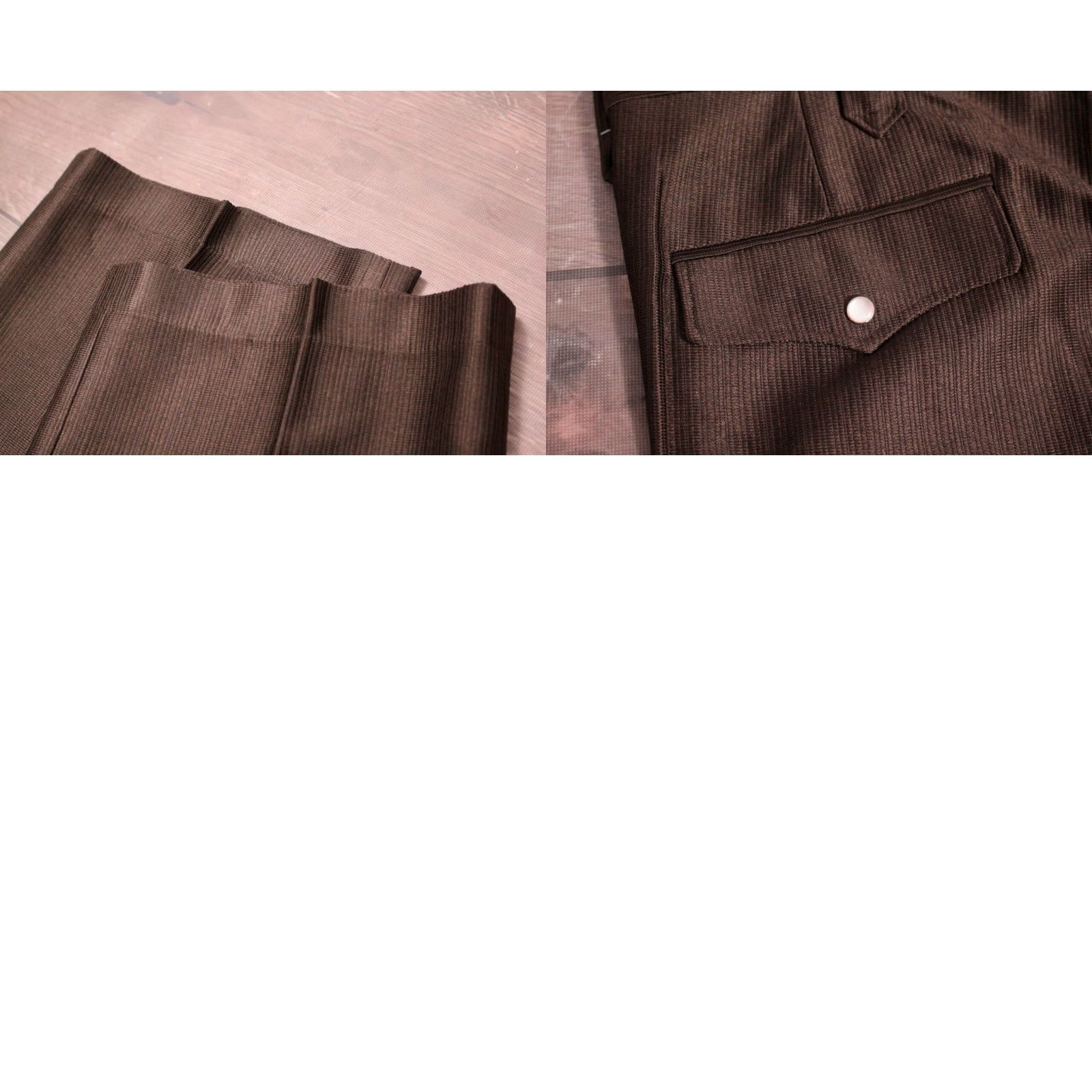 Vintage VINTAGE Men’s VTG 1970s Dark Brown Shiny Polyester Western Pearl Snap Pants Sz 42 70s California Laredo Polyester Brown 70s Western Mens Size US 42 / EU 58 - 8 Thumbnail
