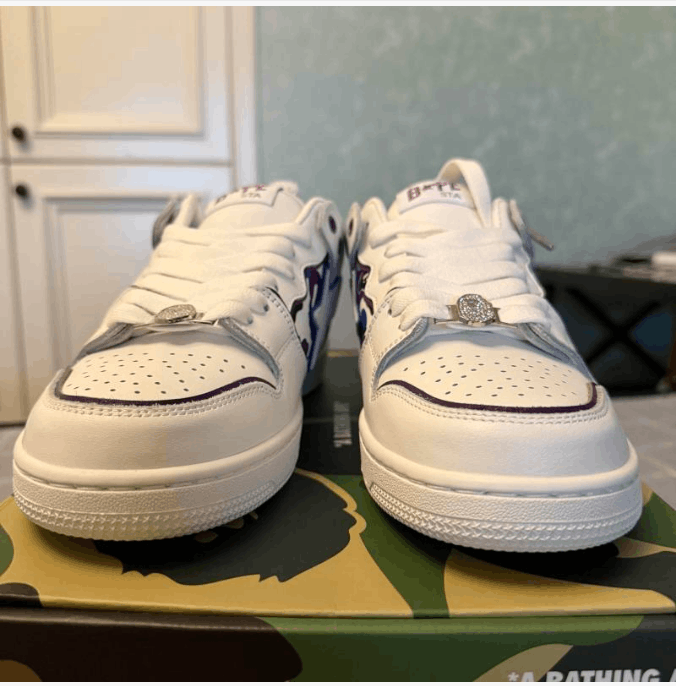 Bape A Bathing Ape Bapesta Low White Blue Camo Sole Size US 9.5 / EU 42-43 - 5 Thumbnail