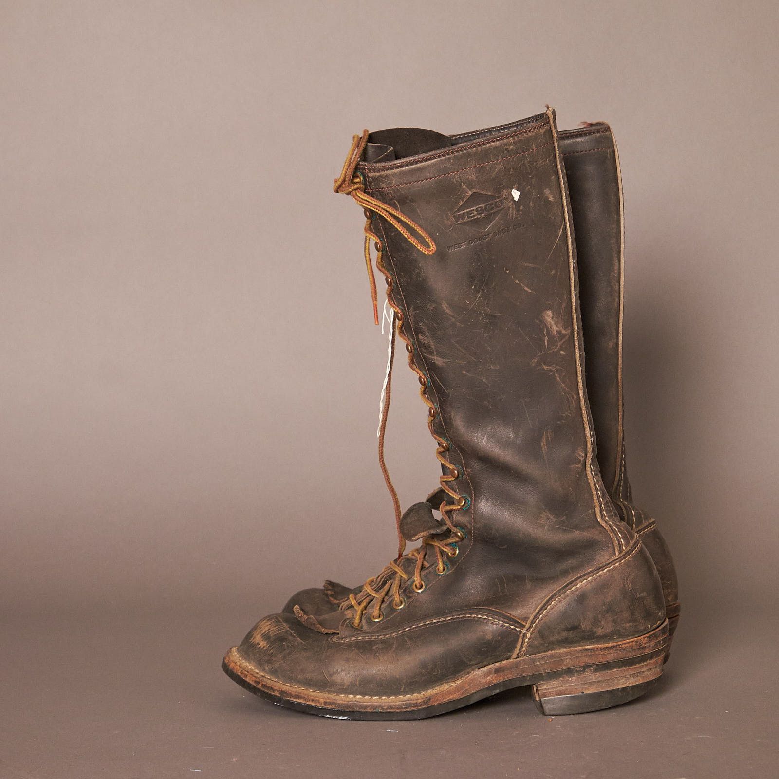 WESCO 90s Westco Vibram Sole Climber Logger Black Leather Boots Size US 10.5 / EU 43-44 - 6 Thumbnail
