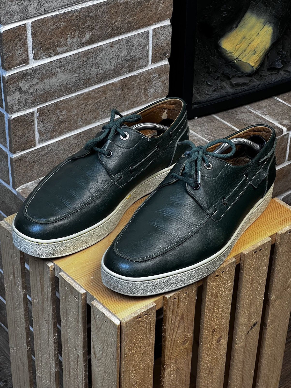 John Lobb John Lobb Green Leather Pier Boat shoes UK 10 US 11 EU 44 Grailed
