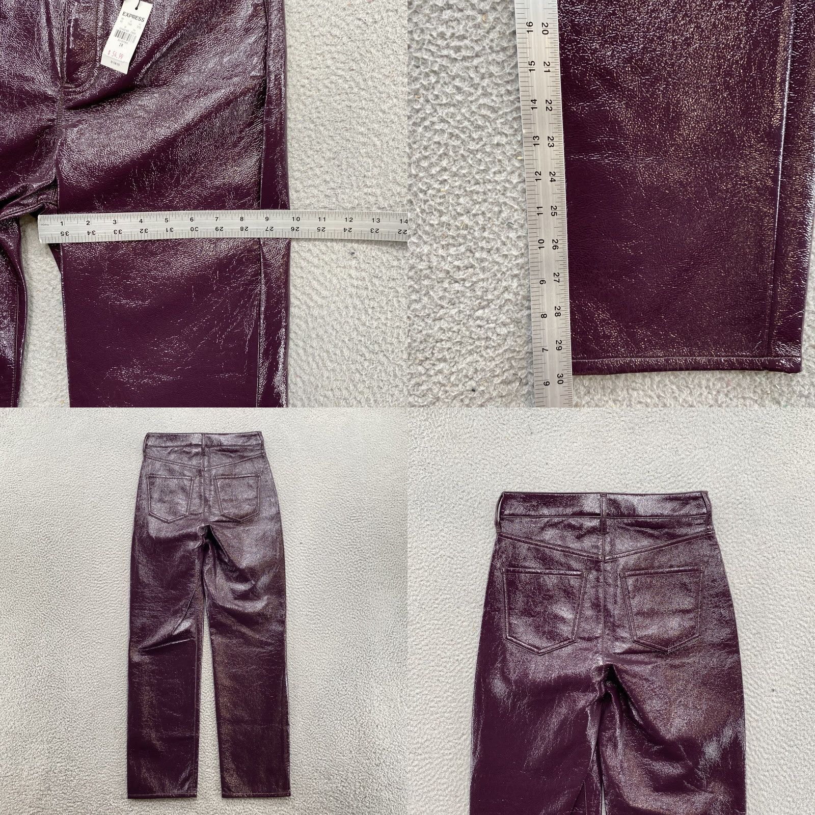 Express Express Women’s Purple Modern Straight Super High Rise Polyurethane Pants SZ 2R Size 26" / US 2 / IT 38 - 8 Thumbnail