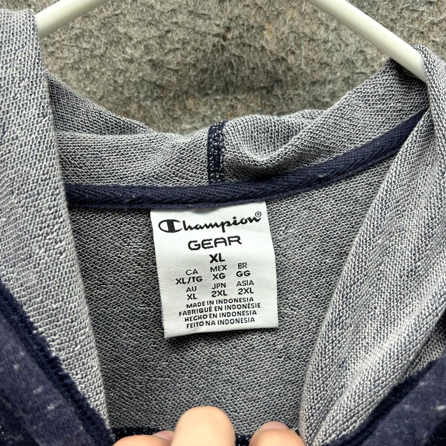 Champion VINTAGE Champion Jacket Hoodie Women XL Heather Blue Full Zip Fleece Cotton Size XL / US 12-14 / IT 48-50 - 3 Thumbnail