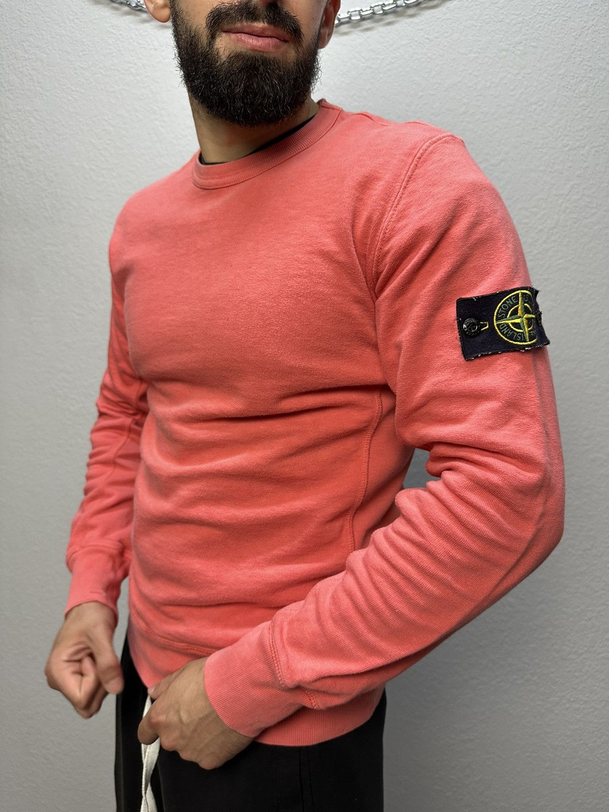 Stone Island × Vintage Vintage Stone Island Pink Sweatshirt Cotton Patch Logo Size US S / EU 44-46 / 1 - 4 Thumbnail