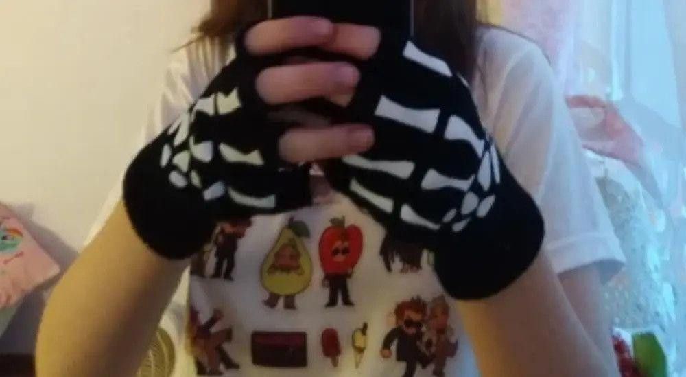Other Horror Half Finger Skull Skeleton Gloves Size ONE SIZE - 9 Thumbnail
