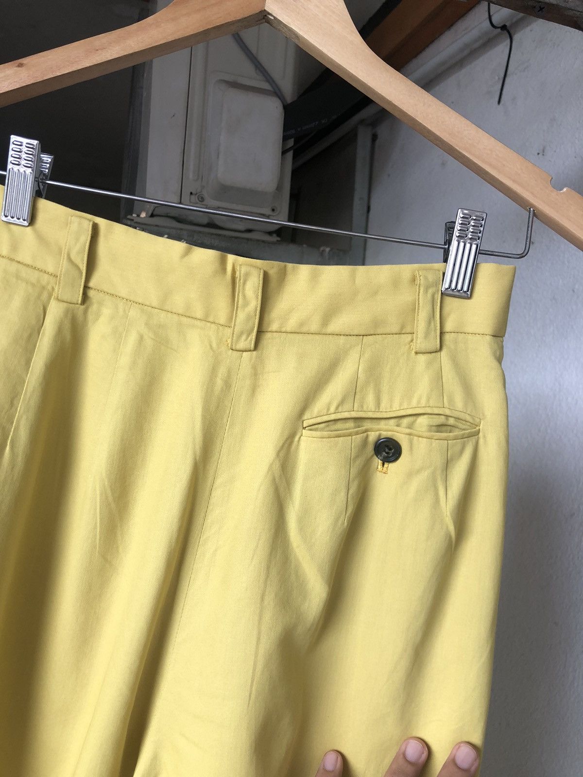 Balenciaga Vintage 90s Balenciaga Paris Yellow Trouser Pants Size 26" / US 2 / IT 38 - 8 Thumbnail