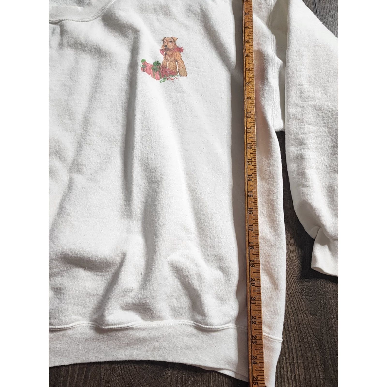 Hanes VINTAGE Hanes Sweatshirt Mens XXL White Christmas Pullover Crew Neck Long Sleeve Cotton Blend 2X Labradoodle Present Dog Double Sided Baseball? Size US XXL / EU 58 / 5 - 3 Thumbnail