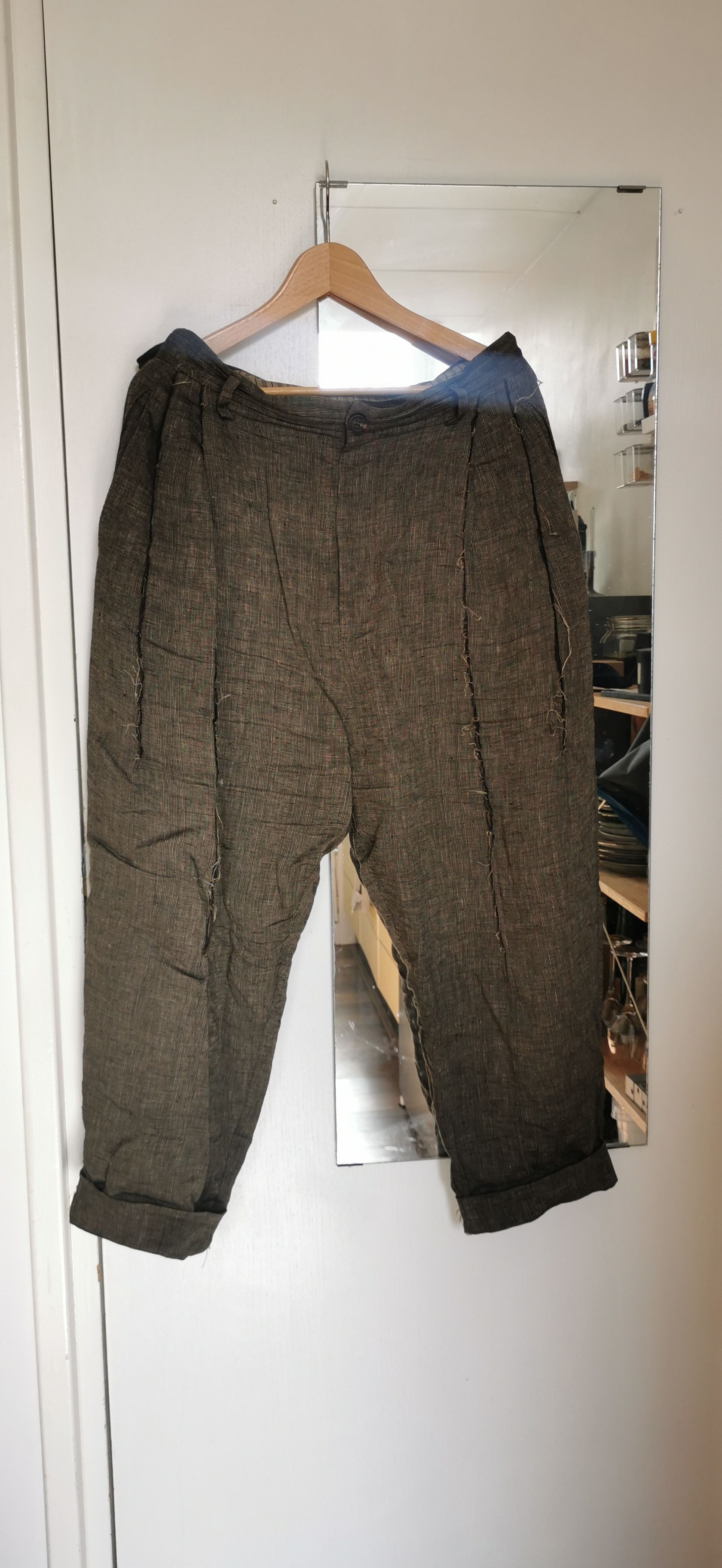 image of Ziggy Chen Linen Trousers in Brown, Men's (Size 32)