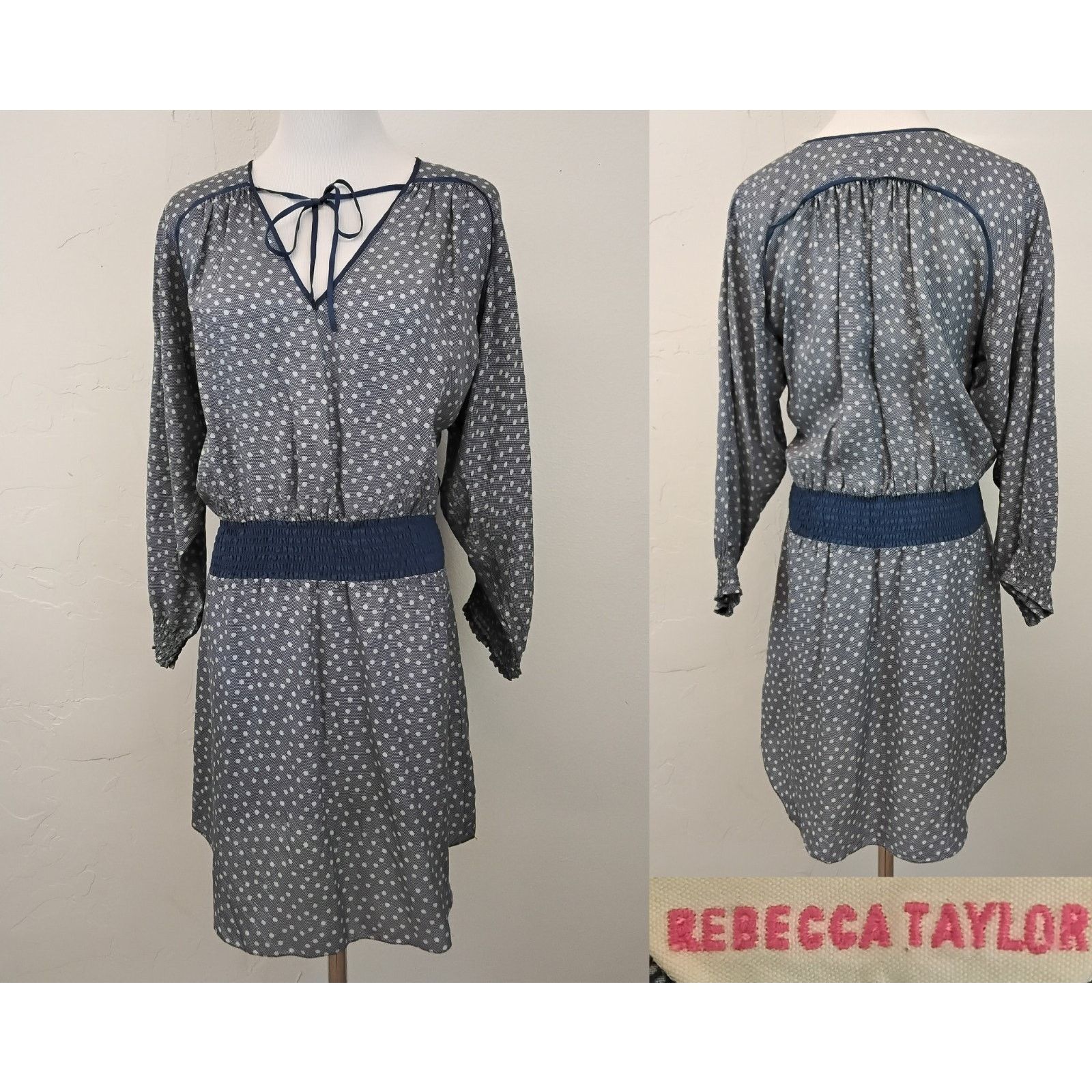 Rebecca Taylor Rebecca Taylor Dress Women's 4 Blue/White Polka Dots Size S / US 4 / IT 40 - 1 Thumbnail