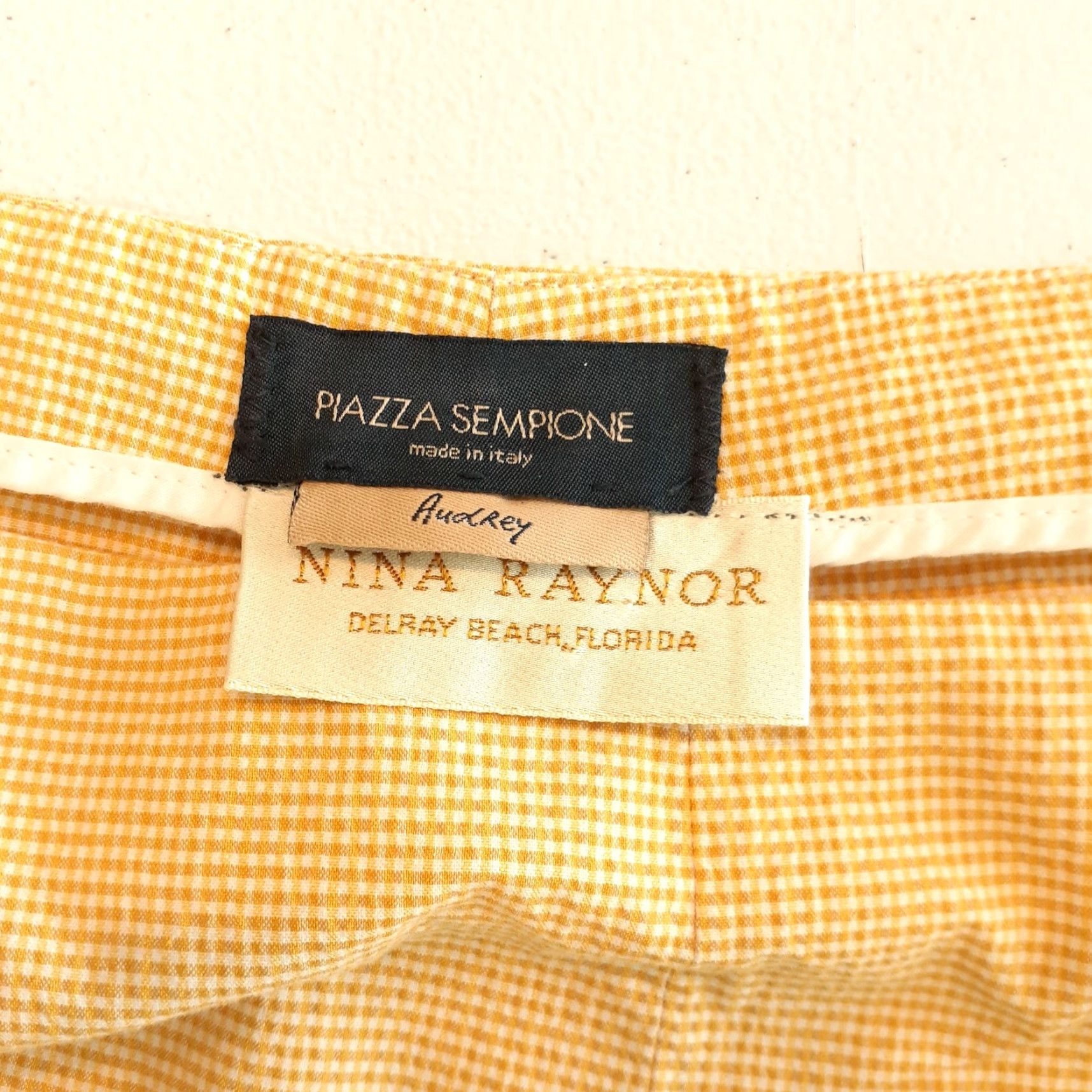Piazza Sempione Piazza Sempione Audrey Pants Cropped Yellow Plaid Flat Front Zip 30x25 Women Size 30" / US 8 / IT 44 - 7 Thumbnail