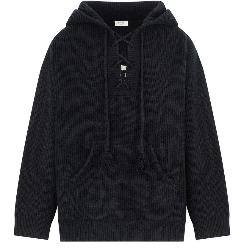 Image of Celine O1W1Db10324 Artist Baja Sweaters In Black, Men's (Size Small)