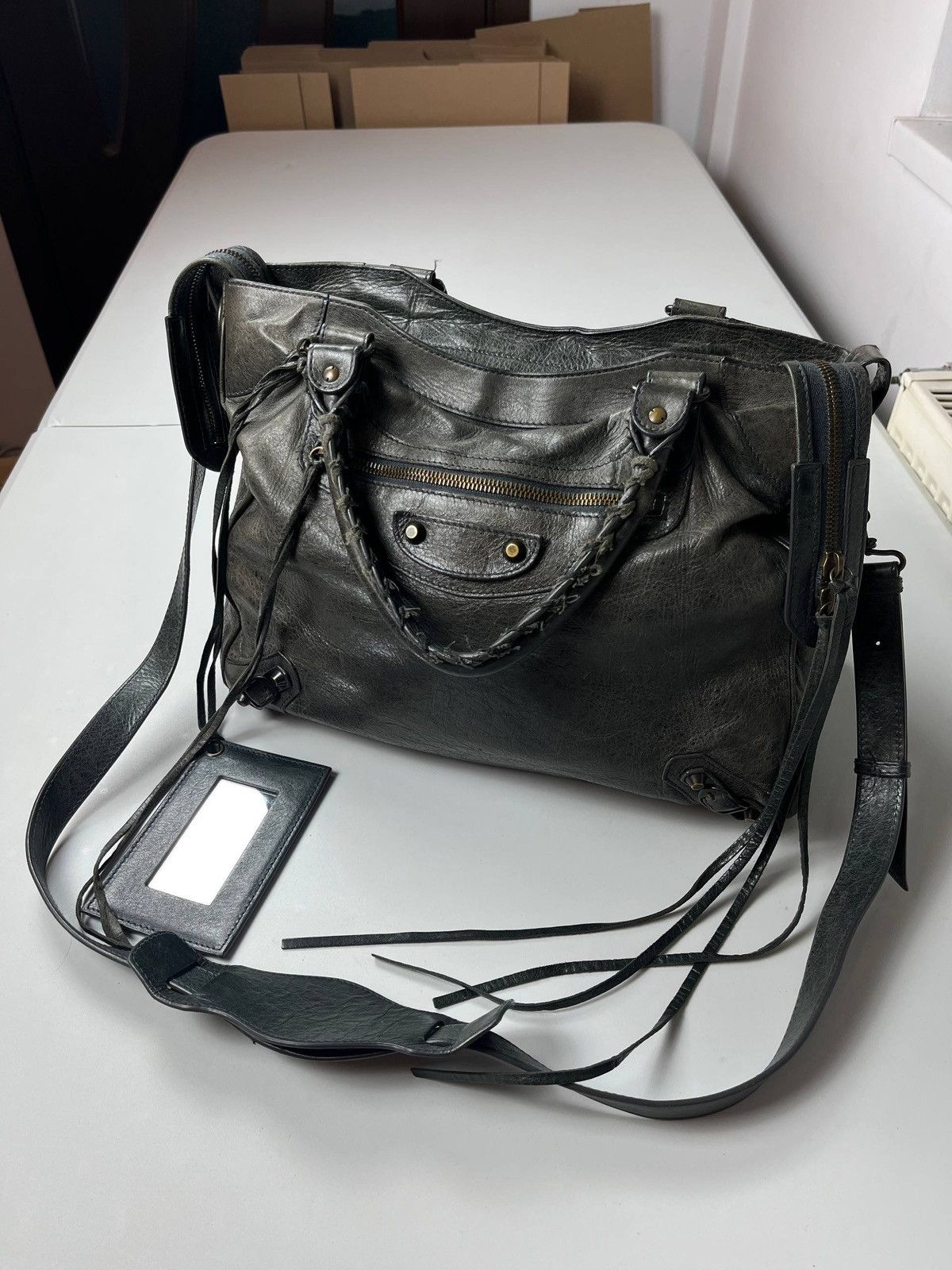 Balenciaga 2012 BALENCIAGA Black Lambskin Leather Motorcycle Velo Bag Size ONE SIZE - 4 Thumbnail