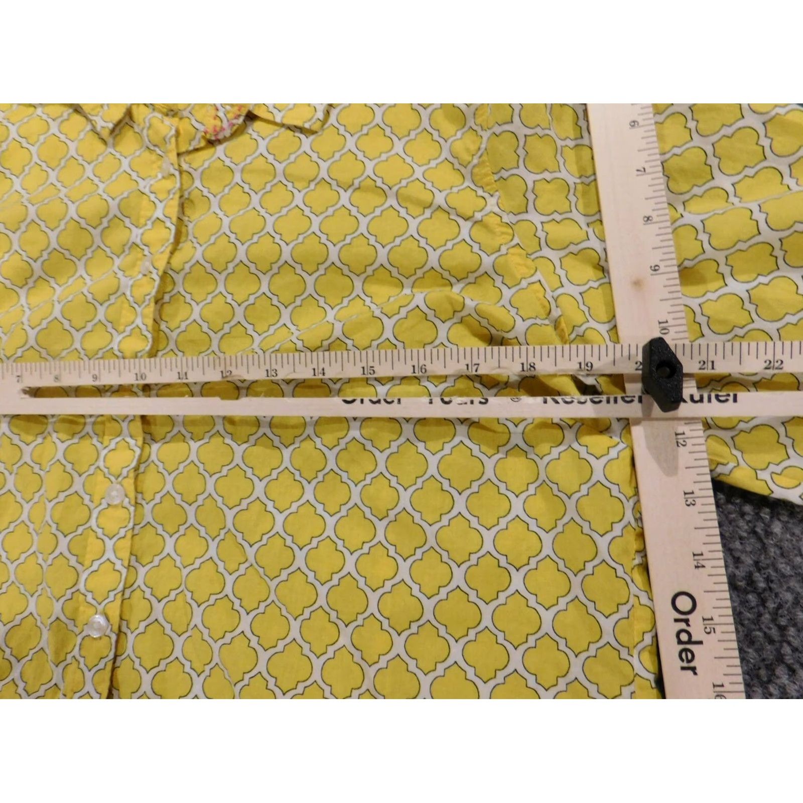 Vintage Crown & Ivy Womens Button-Up Blouse PXL Petites Yellow Floral Knit 100% Cotton Button Front Long Sleeve Collared Casual Regular Mens/Womens Size XL / US 12-14 / IT 48-50 - 6 Thumbnail