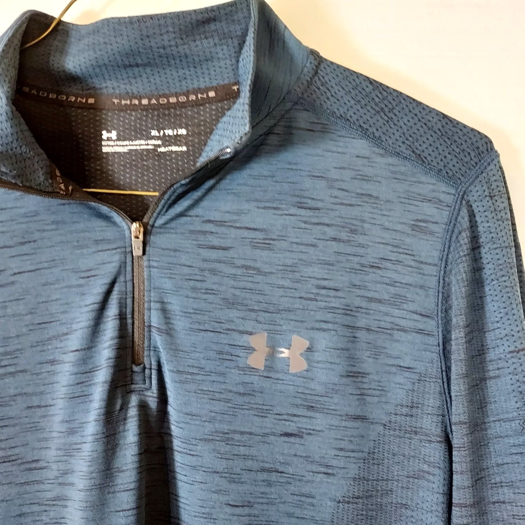 Under Armour Under Armour Heat Gear Mens XL Pullover Shirt Blue 1/4 Zip Loose Fit Activewear Pullover Top Shirt Mens XL Blue Logo 1/4 Zip Under Armour Heat Gear Size US XL / EU 56 / 4 - 4 Thumbnail