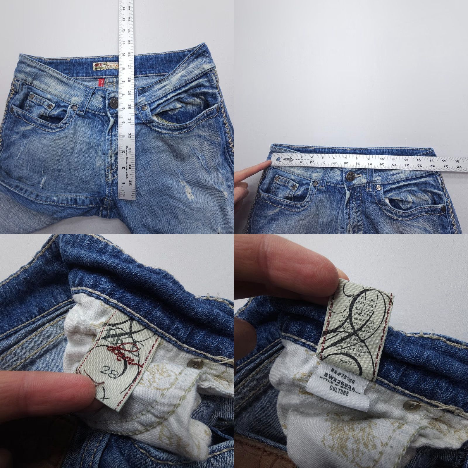 Vintage Buckle BKE Culture Capri Jeans Blue Distressed Low Rise 28 Regular Women Jeans Capris 5-Pocket Denim Capris Size 28" / US 6 / IT 42 - 8 Thumbnail