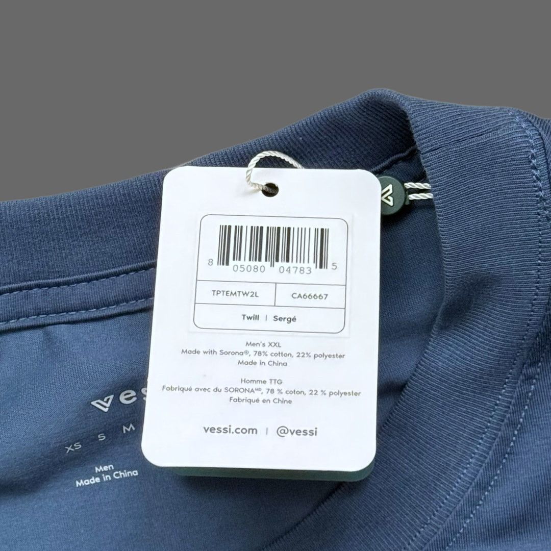 Vessi Vessi Twill Men's The Base T-Shirt Blue XXL NWT Size US XXL / EU 58 / 5 - 5 Thumbnail