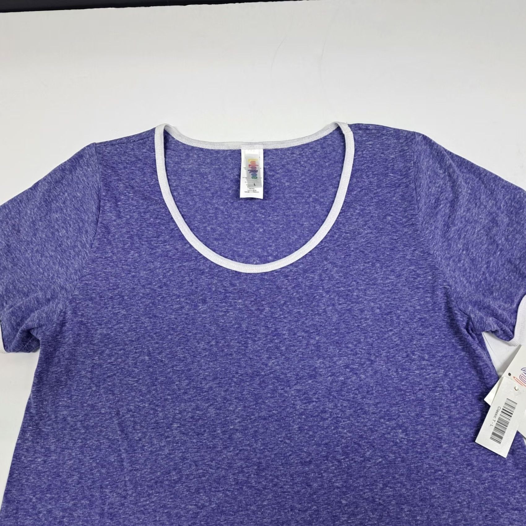 Vintage NWT LuLaRoe Classic Womens T Shirt Purple Large Scoop Neck Short Sleeve Knit Pullover Raglan Sleeve Traditional Tunic Style Mens? Size L / US 10 / IT 46 - 4 Thumbnail