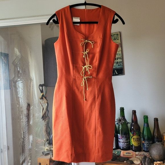 Vintage Tuan Le Duc Gamma Vintage wool orange mini dress size 1 Size XS / US 0-2 / IT 36-38 - 4 Thumbnail