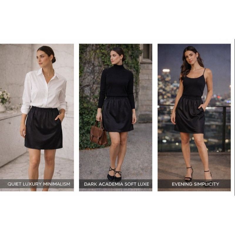 Other Maggie Shepherd Black Skirt XS Satin Short Minimalist Academ Size 28" / US 6 / IT 42 - 1 Thumbnail