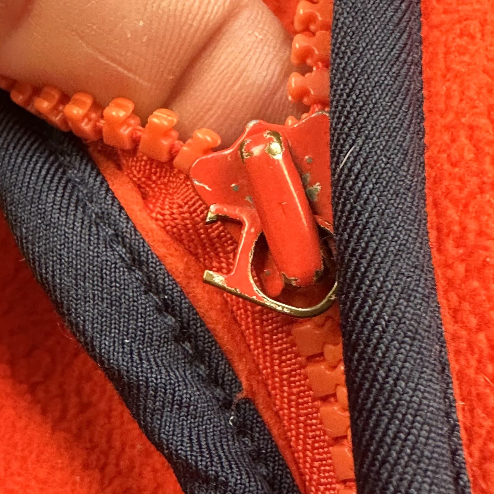 Tommy Hilfiger Tommy Jeans Vest Mens L Orange Fleece Full Zip Mock Neck Chest Pocket Logo Size 42R - 6 Thumbnail