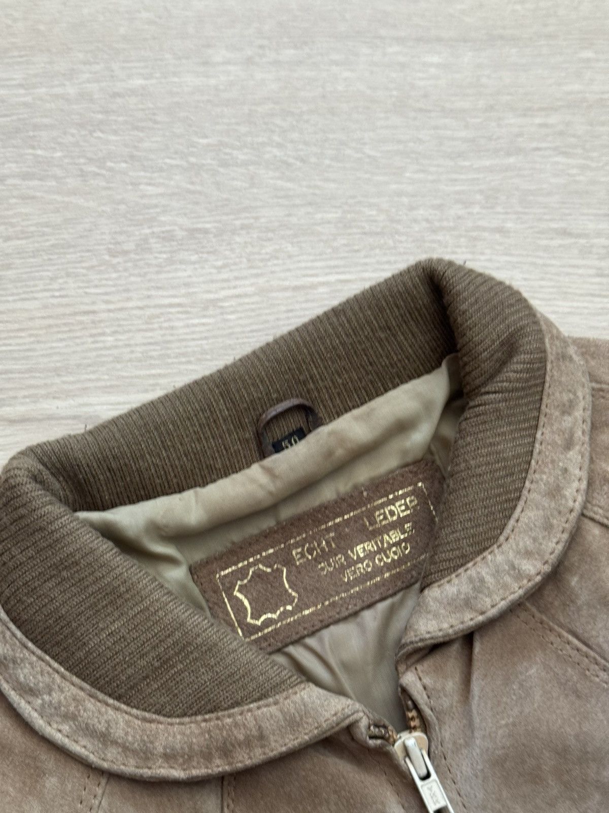 Vintage 80’e Genuine Leather Suede Full Zip Brown Jacket