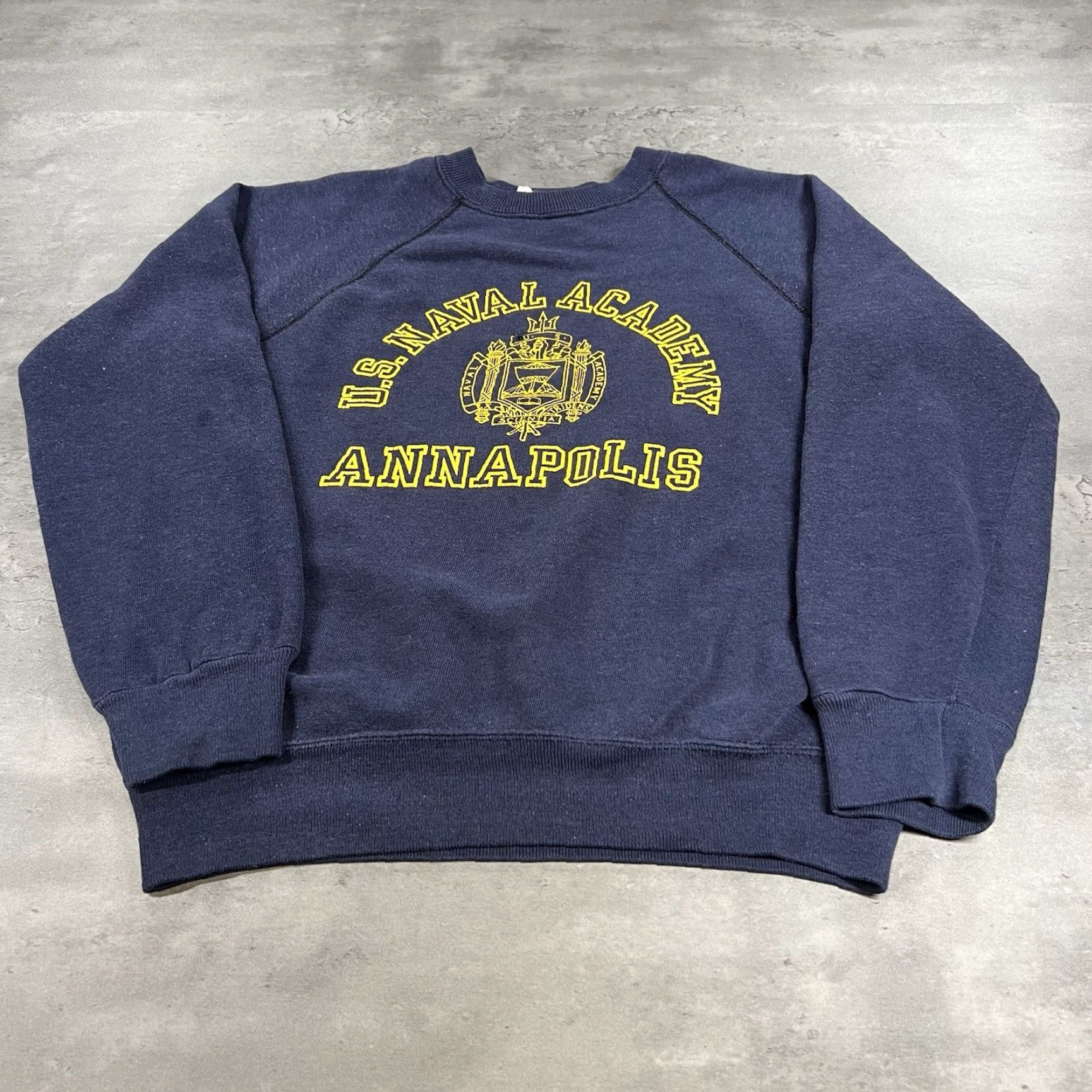 Velva Sheen VINTAGE US Naval Academy Sweatshirt Men's S Blue Print Army Size US S / EU 44-46 / 1 - 2 Thumbnail