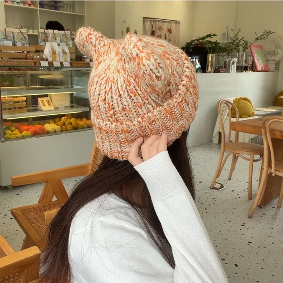 Japanese Brand × Vintage Beanie Spicy Girl Hat cute Bear Ear Size ONE SIZE - 5 Thumbnail