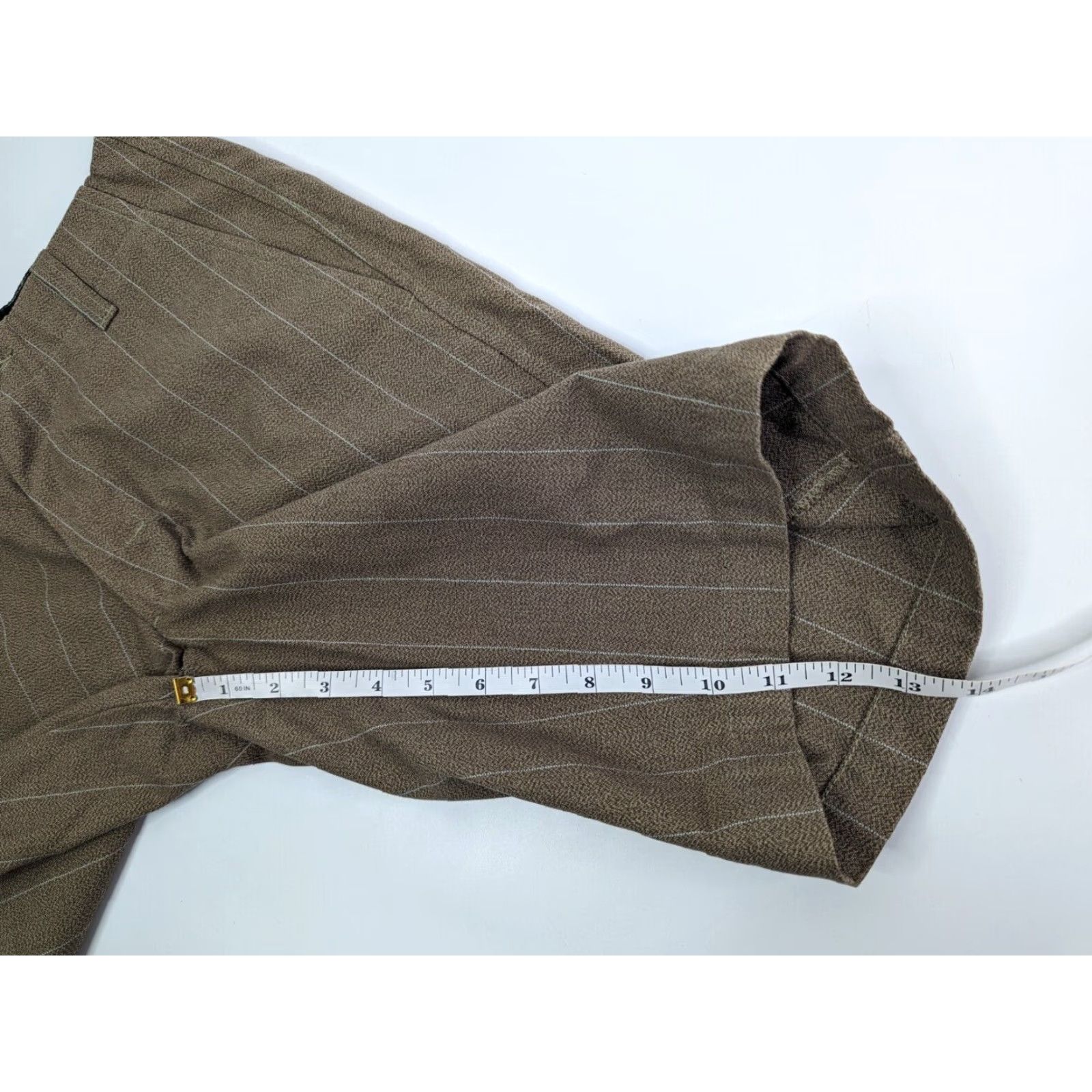 Vintage Lost Mens Stripe Chino Shorts Flat Front 28 Brown 28" Size US 28 / EU 44 - 3 Thumbnail