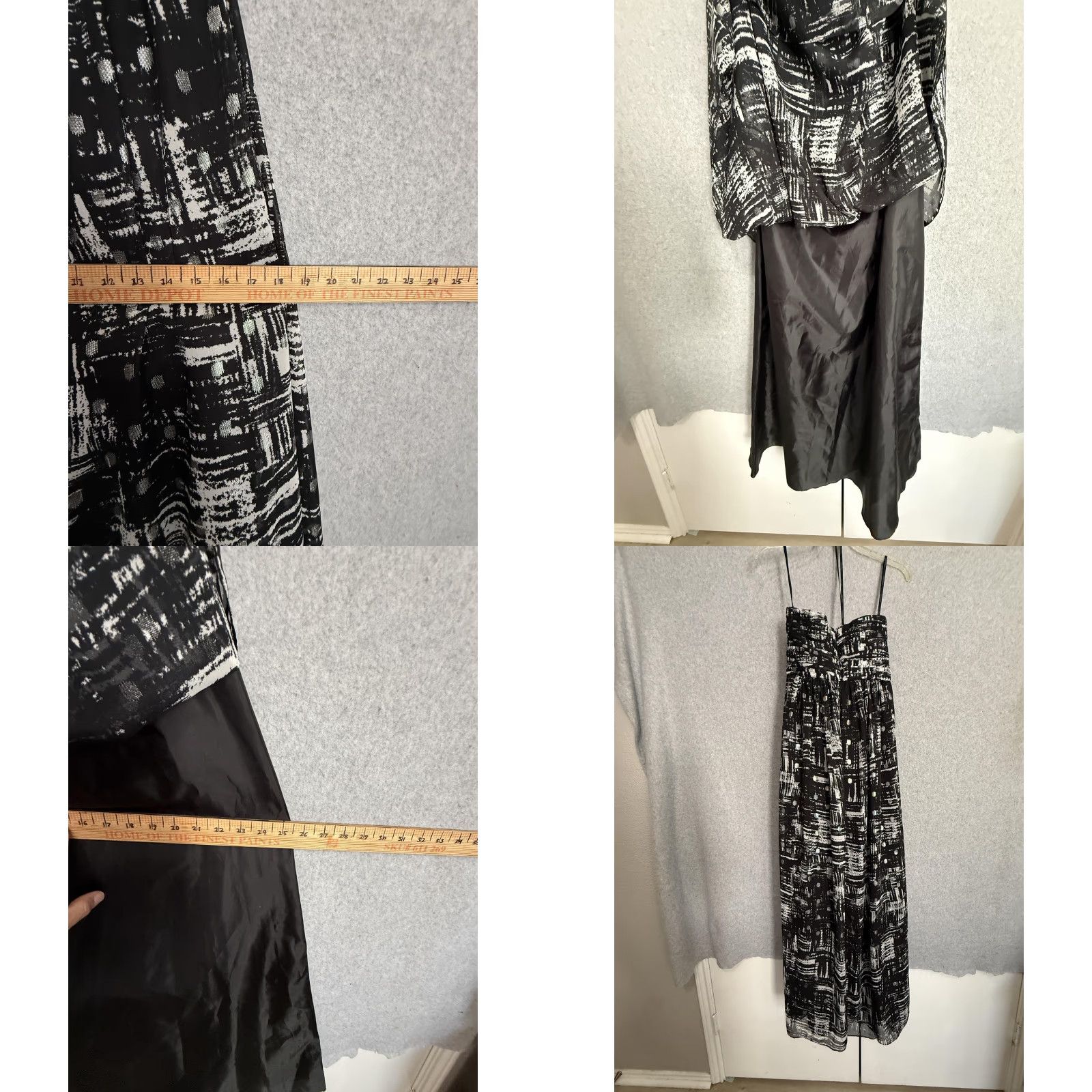 Calvin Klein Calvin Klein Dress Womens 4 Black Geometric Chiffon Strapless Sweetheart Maxi Size S / US 4 / IT 40 - 8 Thumbnail