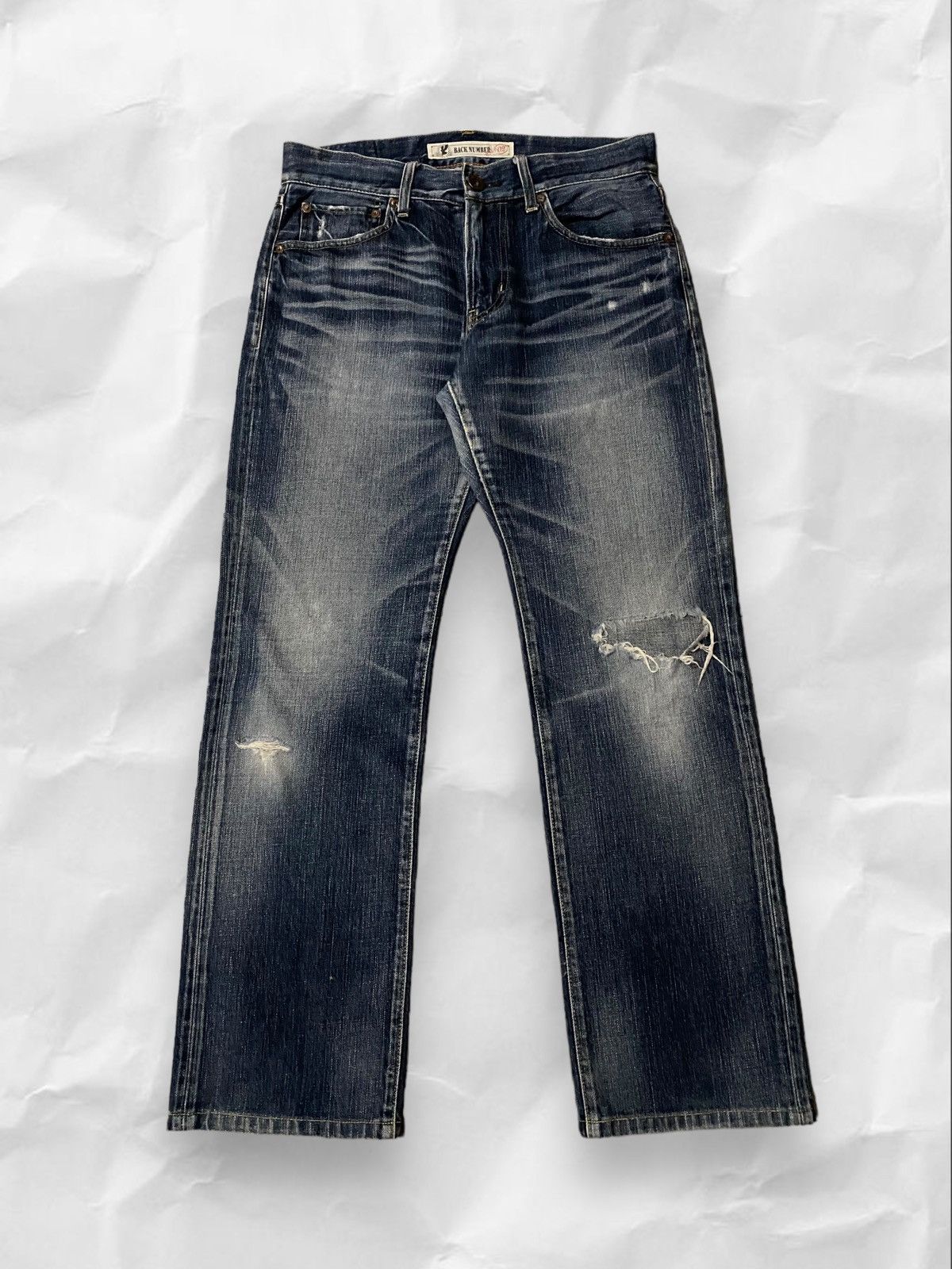 If Six Was Nine × Japanese Brand × Vintage Back Number Japan Distressed Dark Blue Wash Denim Jeans Size US 34 / EU 50 - 1 Thumbnail