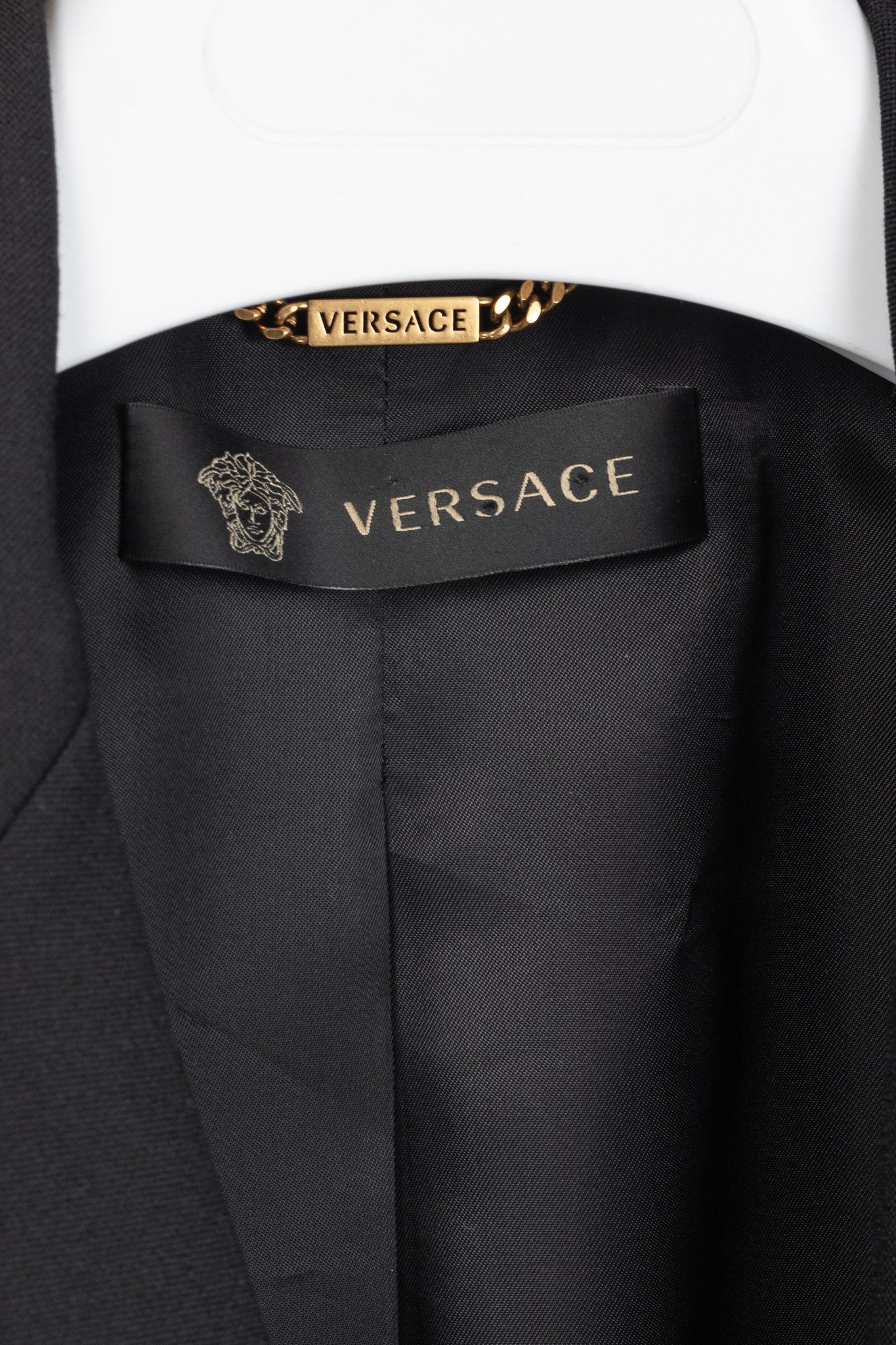 Versace Versace Black Wool Logo-Tape Blazer Size M / US 6-8 / IT 42-44 - 4 Thumbnail