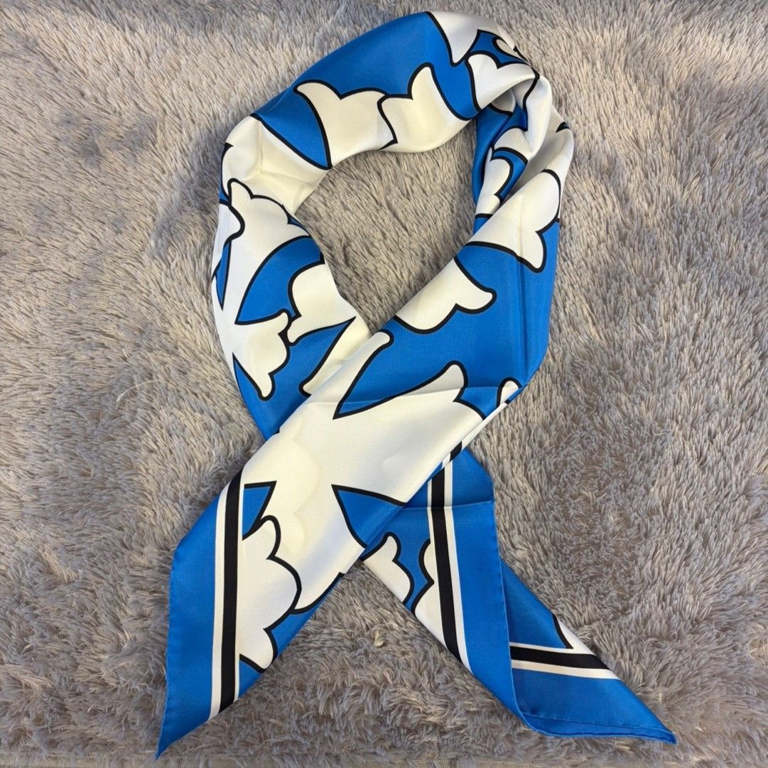 Chrome Hearts Cemetery Cross Silk Scarf Blue | Grailed