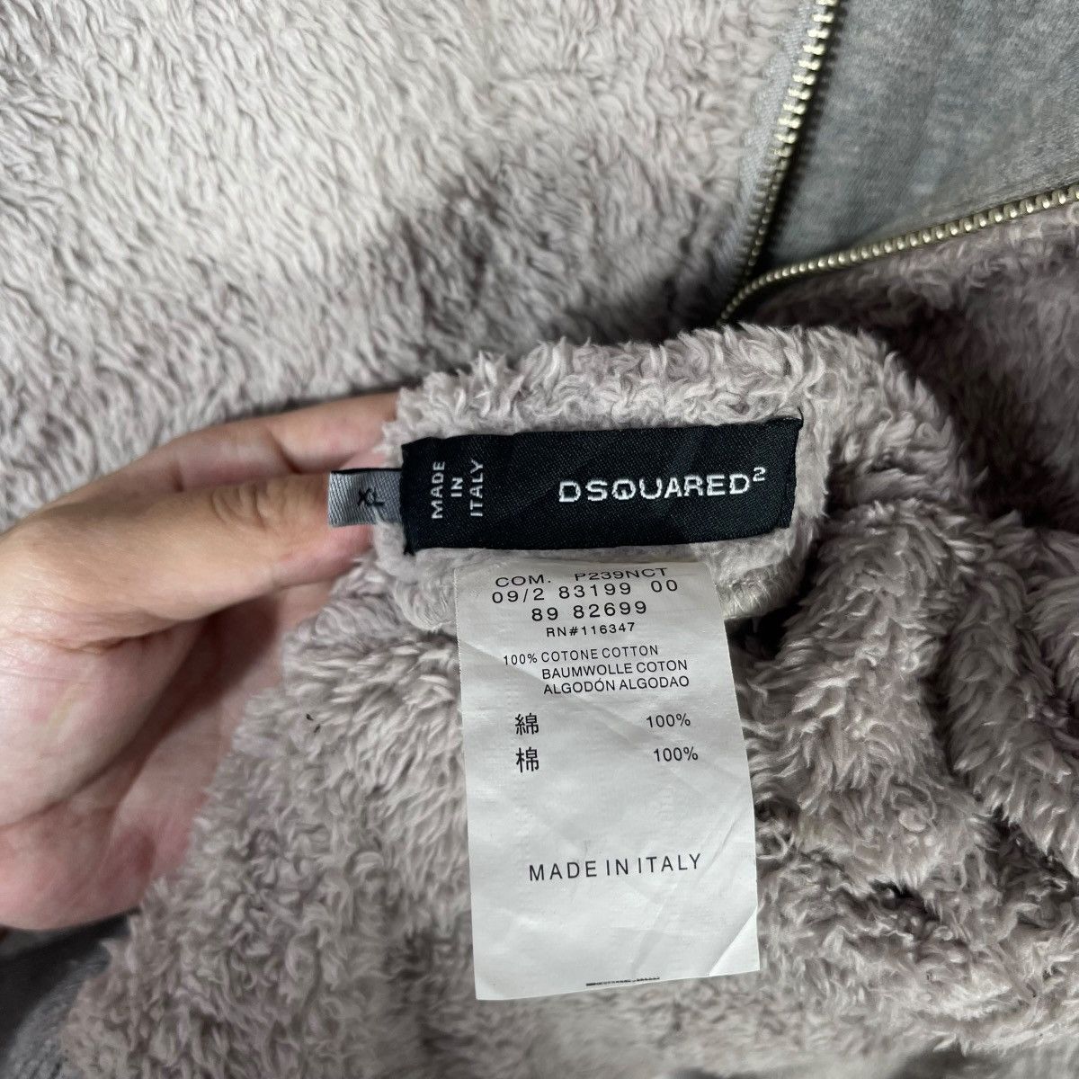 Dsquared2 DSQUARED2 Hooded Fleece Zip Jacket | Plush Teddy Cotton Size US XL / EU 56 / 4 - 3 Thumbnail