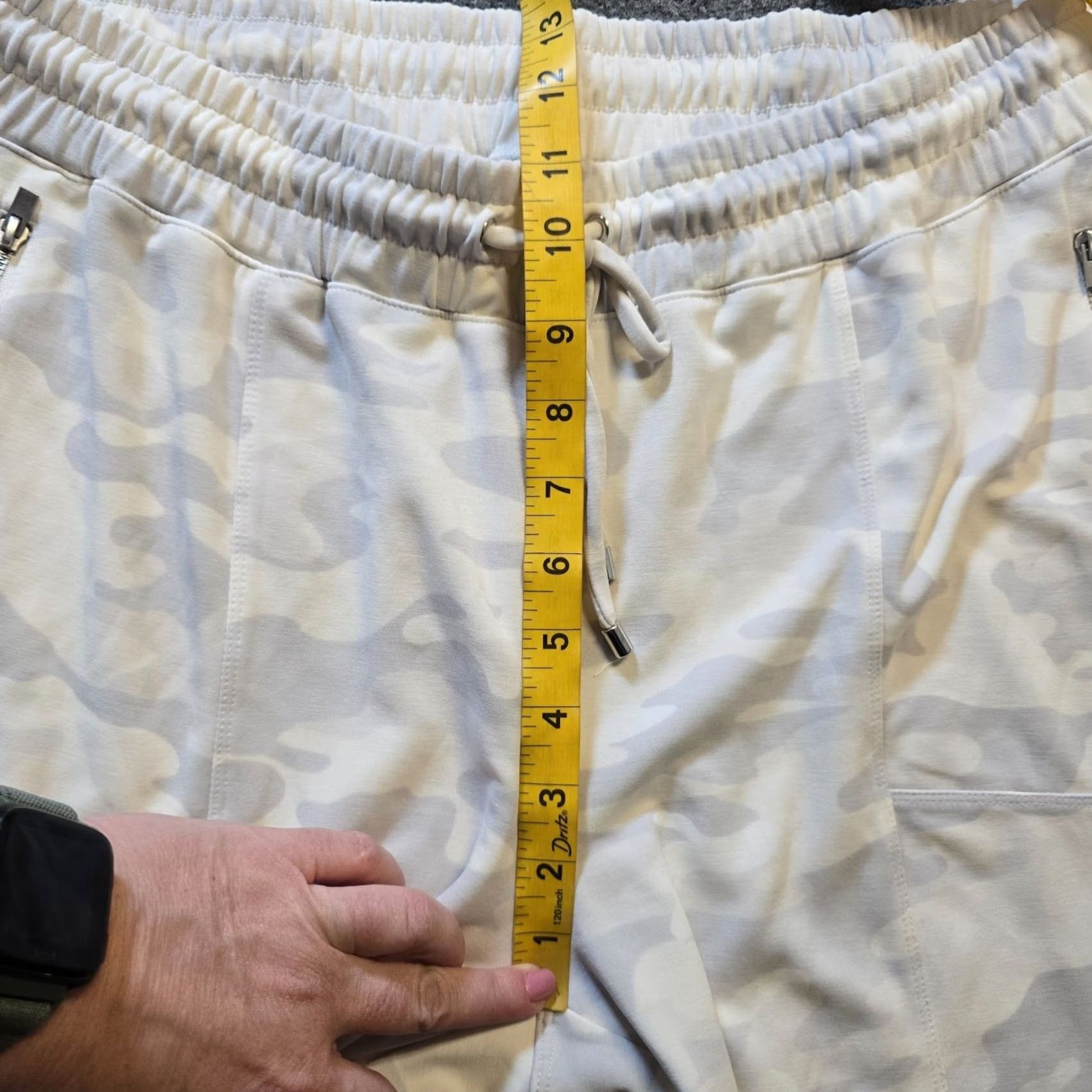Vintage Chicos Pants Womens Large White Gray Camo Jogger Pull On Casual Lounge Knit High Rise Pockets Size 36" / US 14 / IT 50 - 6 Thumbnail