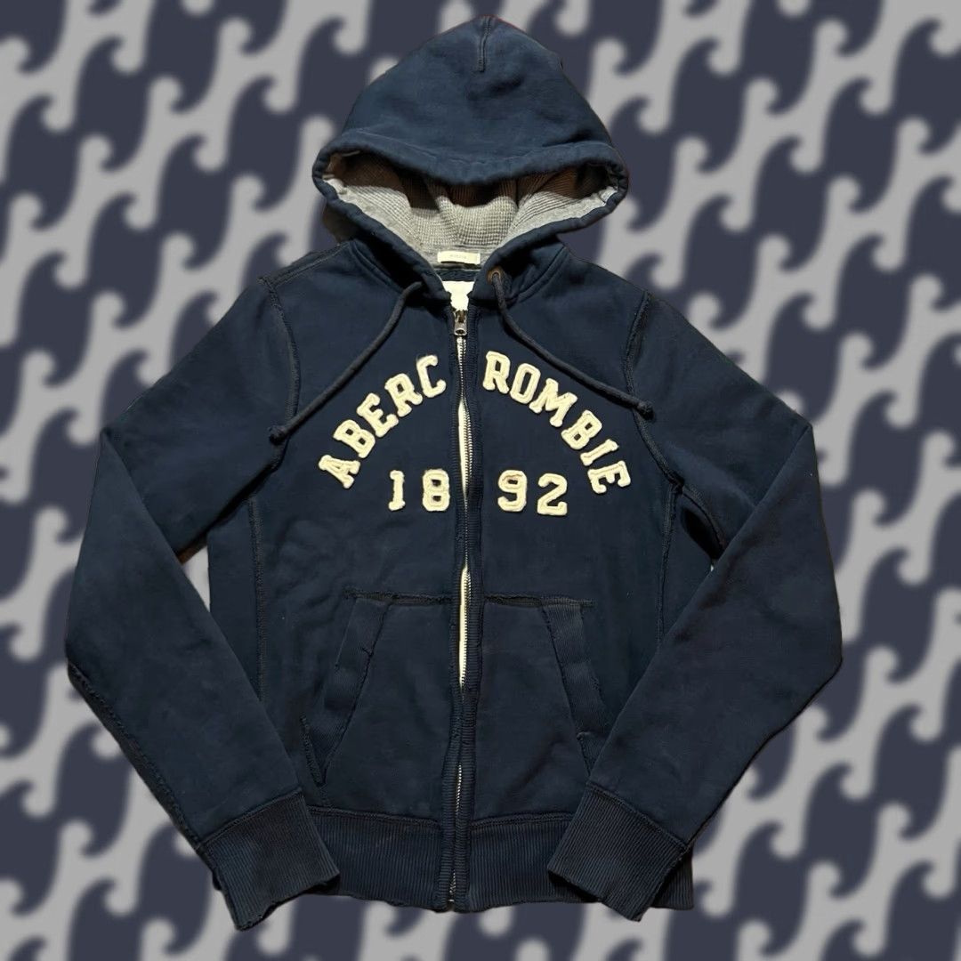 VINTAGE Abercrombie & Fitch Muscle Hoodie Heavyweight Sweatshirt Logo B8