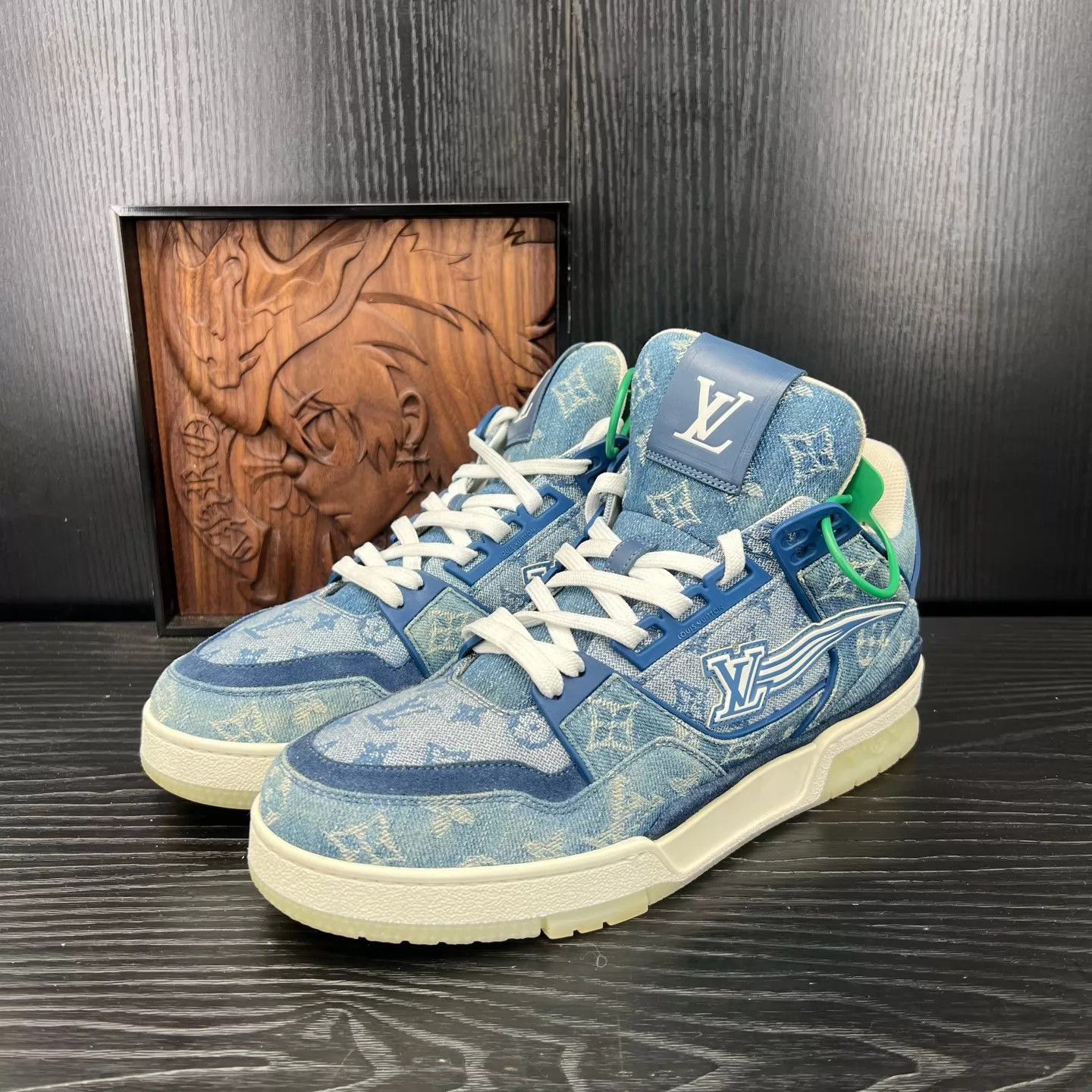 Louis Vuitton LV Trainer Mid-Top Denim White & Blue US6/40 Size US 7 / EU 40 - 1 Thumbnail
