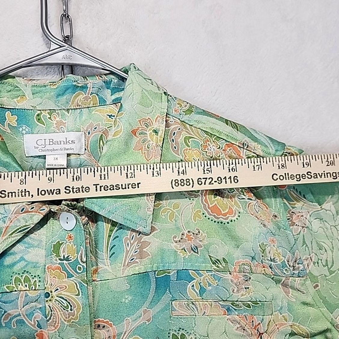 Vintage VINTAGE CJ Banks Floral Jacket Women's Plus Size 3X Green Button Front Shacket Top Size XXL / US 16-18 / IT 52-54 - 5 Thumbnail