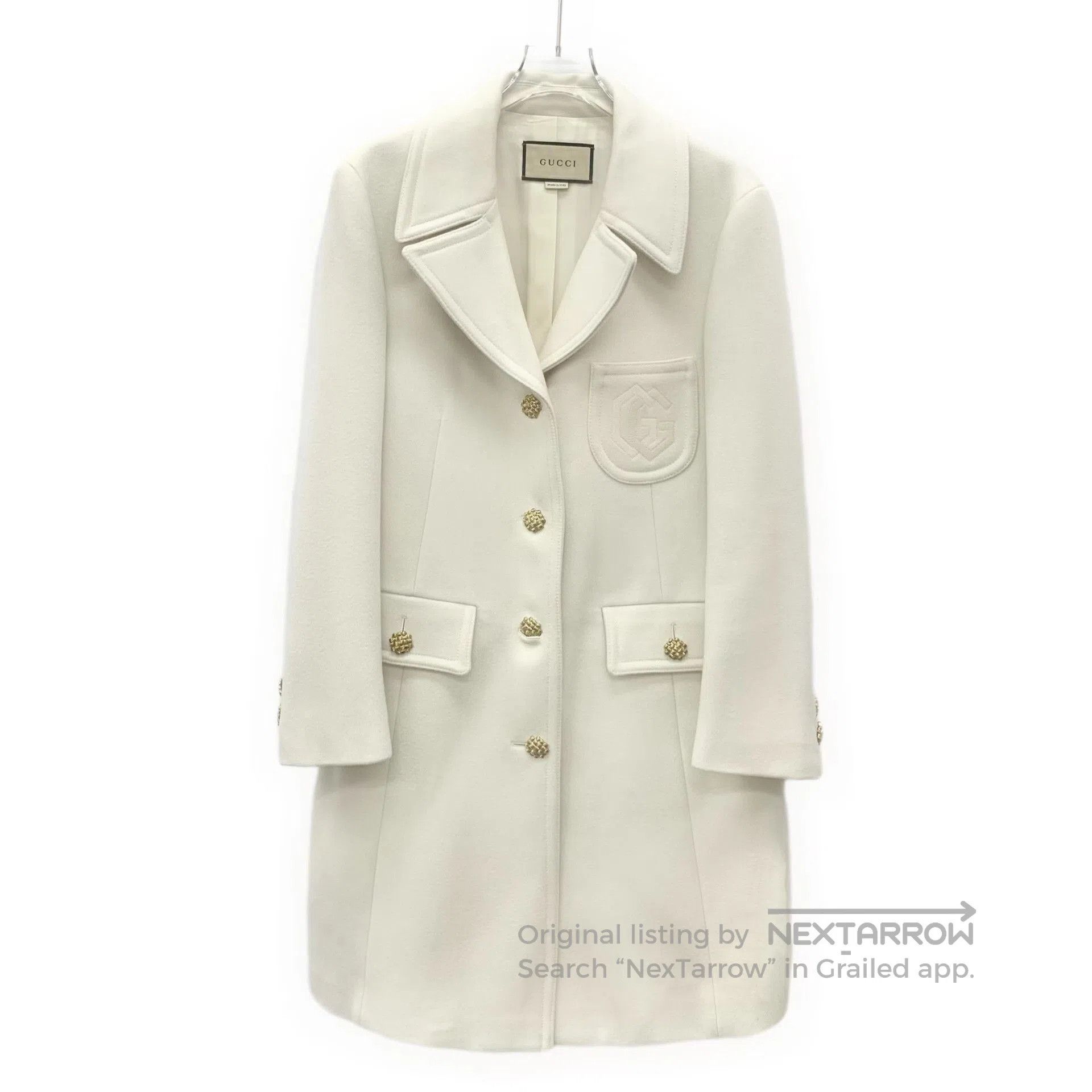 Gucci Gucci White Wool Double G Embroidery Coat. Size US L / EU 52-54 / 3 - 1 Thumbnail