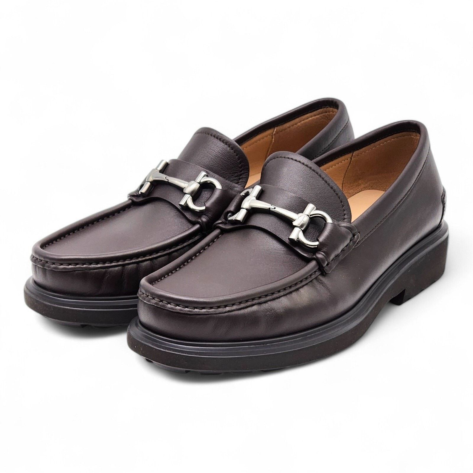 Salvatore Ferragamo Glasgow Leather Loafers Brown Size 7.5 EE / 8.5 US NWB $950 Size US 8.5 / EU 41-42 - 1 Thumbnail