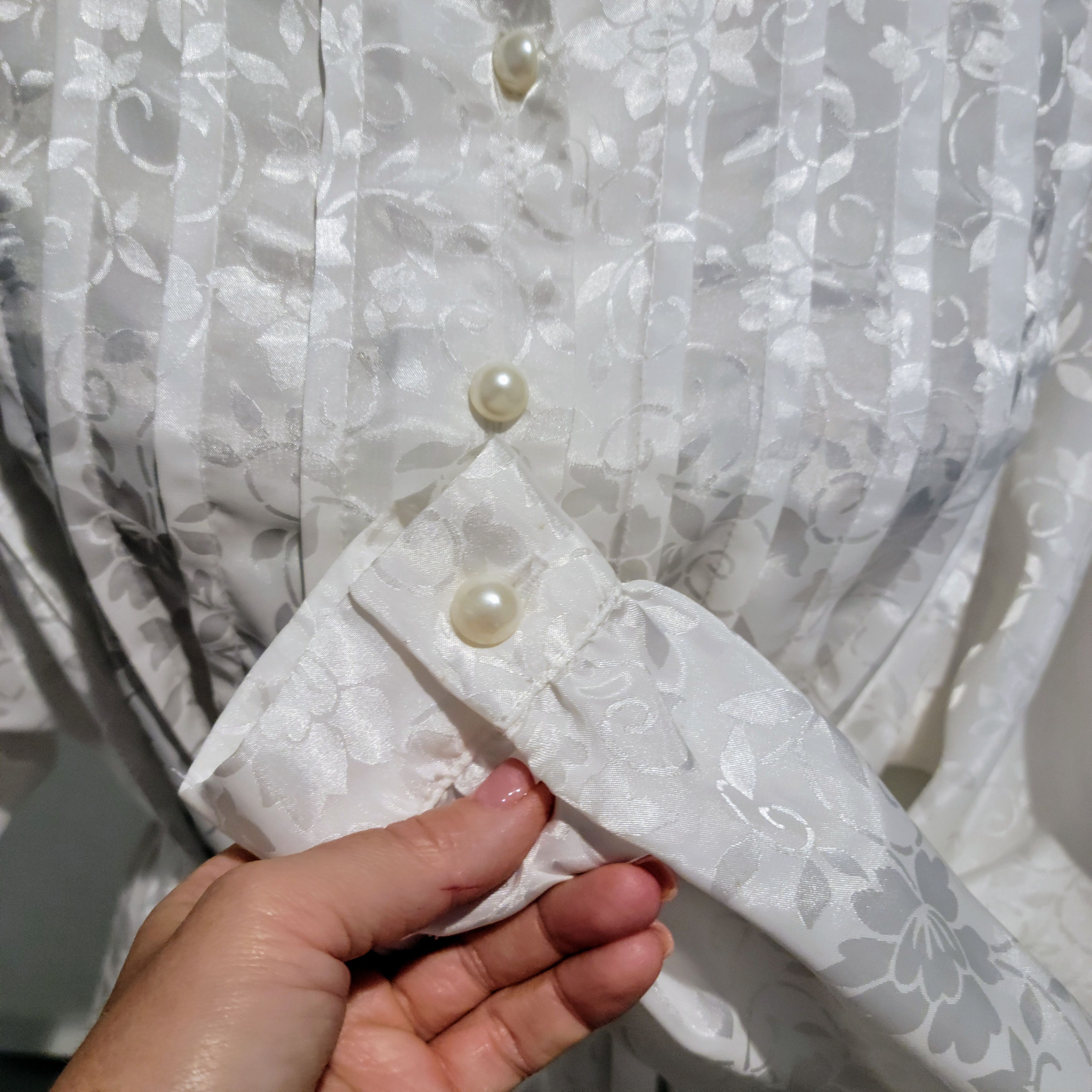 Vintage Vintage White Elegance 70s 80s Long Textured Patterned Dress Size M / US 6-8 / IT 42-44 - 7 Thumbnail