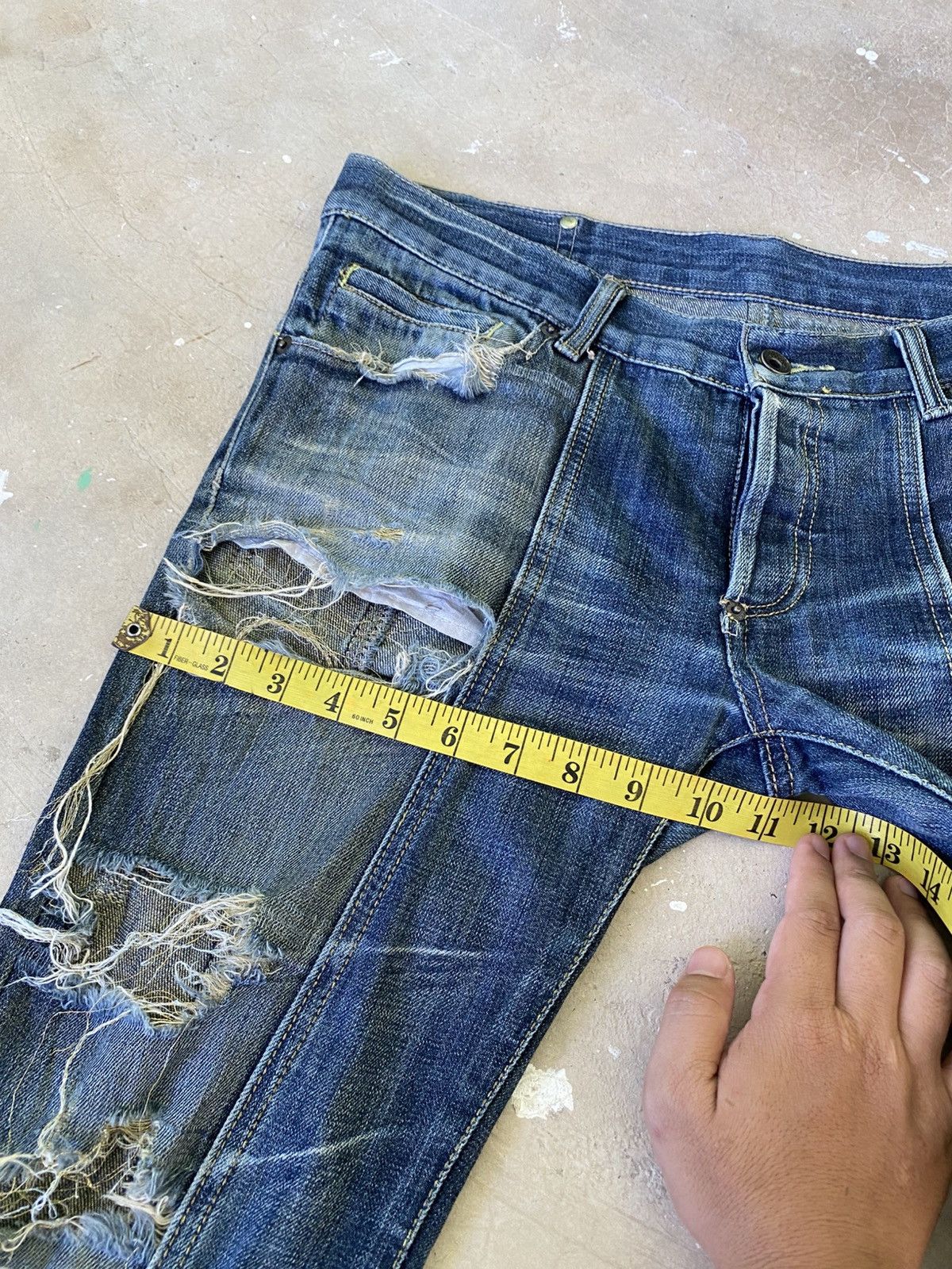 Japanese Brand Buffalo Distressed Flared Denim Jeans Y2K Size US 31 - 18 Thumbnail