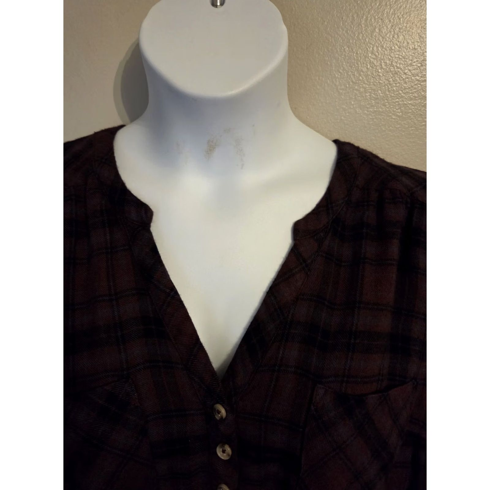 Torrid Torrid Harper Burgundy Plaid Long Sleeve Tunic Shirt 1X Women Size XL / US 12-14 / IT 48-50 - 2 Thumbnail