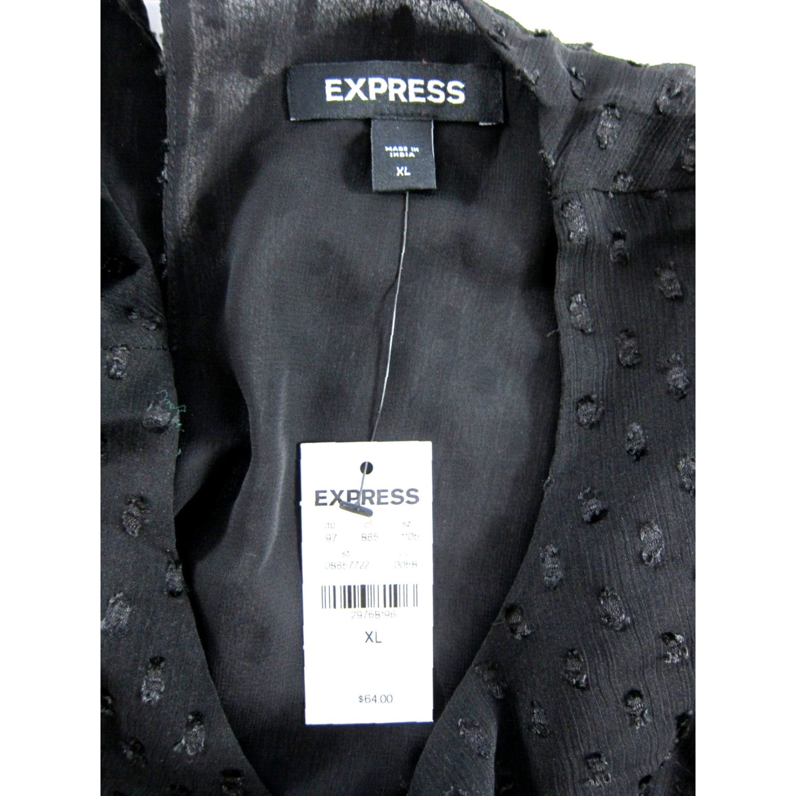 Express NWT EXPRESS Black Sheer Long Sleeve Stretch Waist Puff Shoulder Blouse XL Size XL / US 12-14 / IT 48-50 - 3 Thumbnail