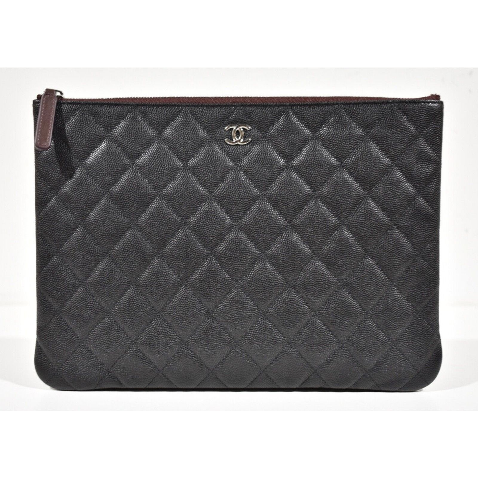 Chanel Classic Quilted CC Zipper Pouch O Case Medium Bag