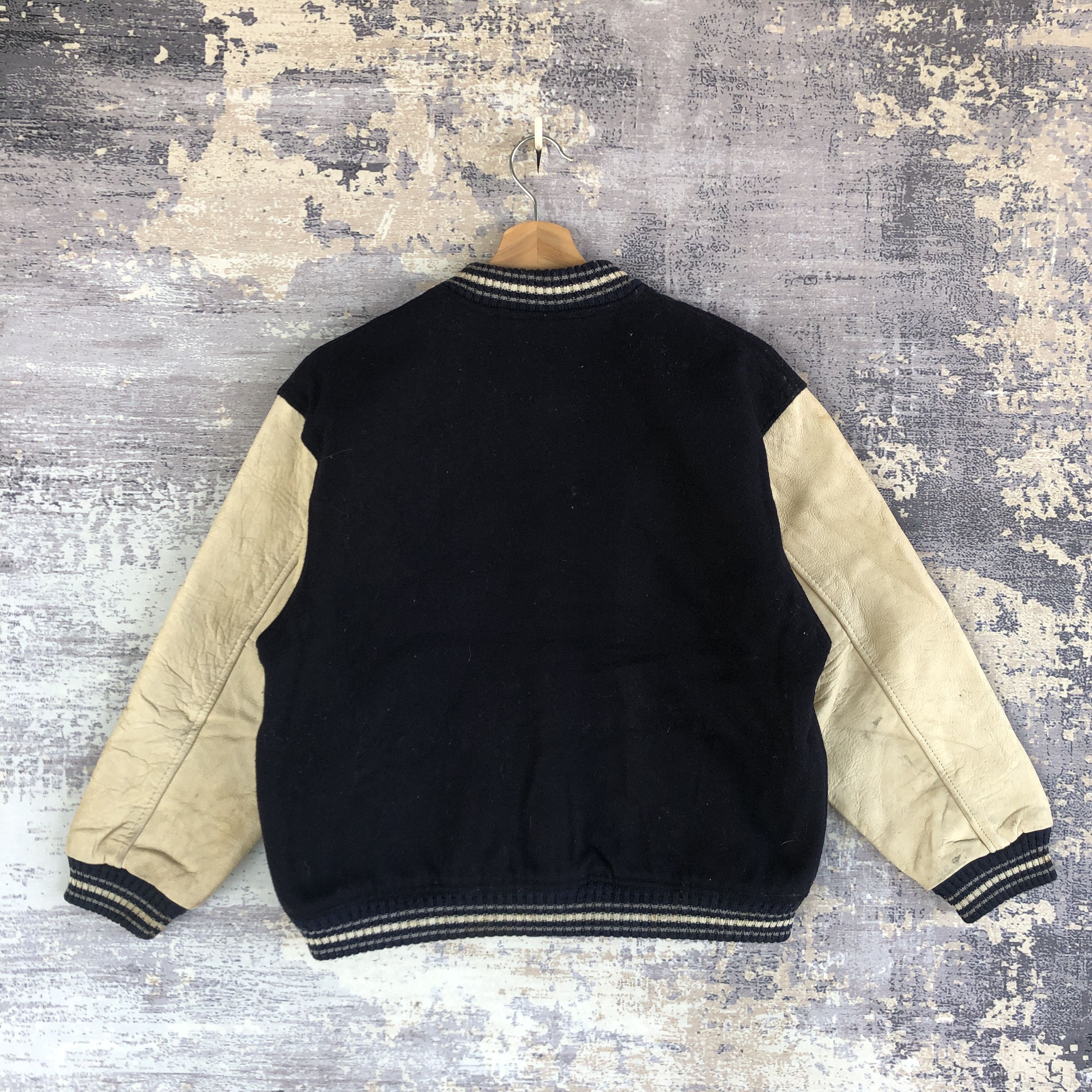 Vintage Scene Sports Varsity Leather Jacket Letterman Wool Jacket Size US M / EU 48-50 / 2 - 2 Thumbnail