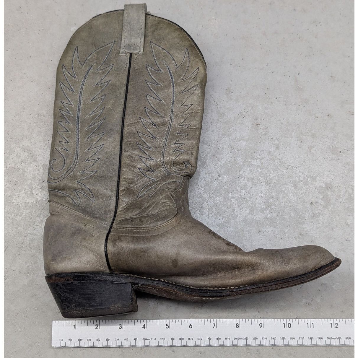 Vintage × Western Mountaineering Vintage Double H Grey/Green Cow Boy Boots Size US 8 / EU 41 - 5 Thumbnail